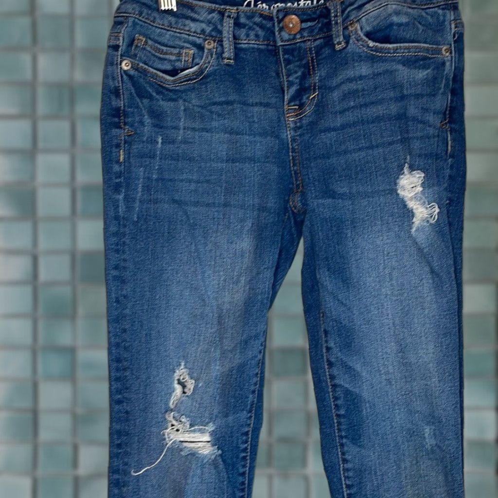 Aeropostale Aeropostale Women's Bayla Crop Skinny Distressed Jeans 00 Blue Size 24" / US 00 / IT 34 - 1 Thumbnail