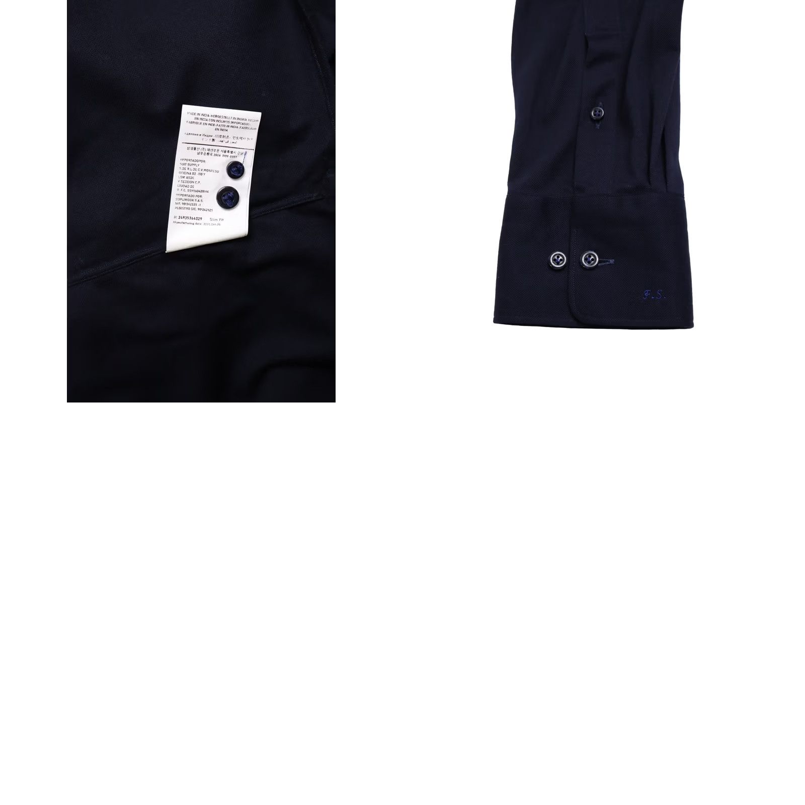 Suitsupply Suitsupply Slim Fit Formal Shirt Men's 2XL Cutaway Neck Button Up Navy Shirt Mens 2XL Navy Formal Button-Up Slim Fit Cotton Col Size 48R - 8 Thumbnail