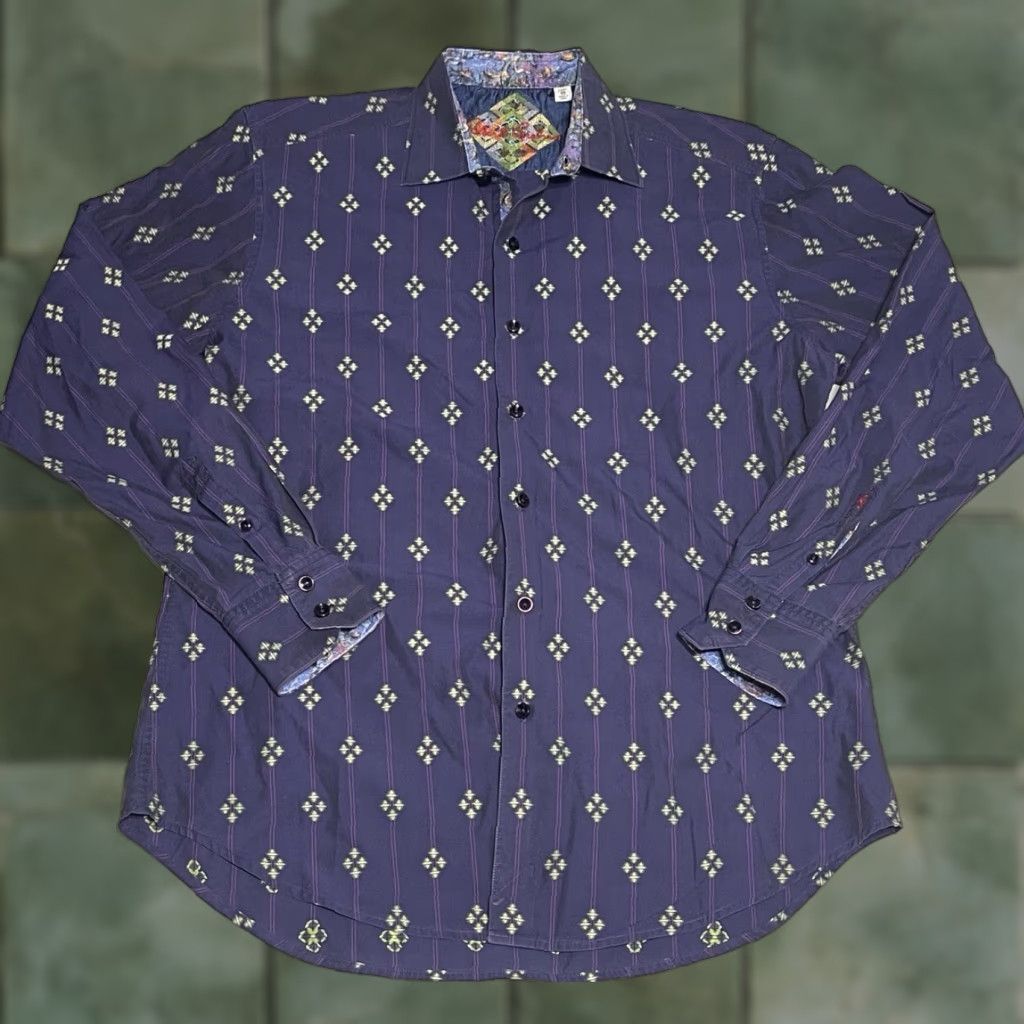Robert Graham Robert Graham Shirt Mens M Purple Geometric Long Sleeve Button Up Shirt Size US M / EU 48-50 / 2 - 1 Thumbnail