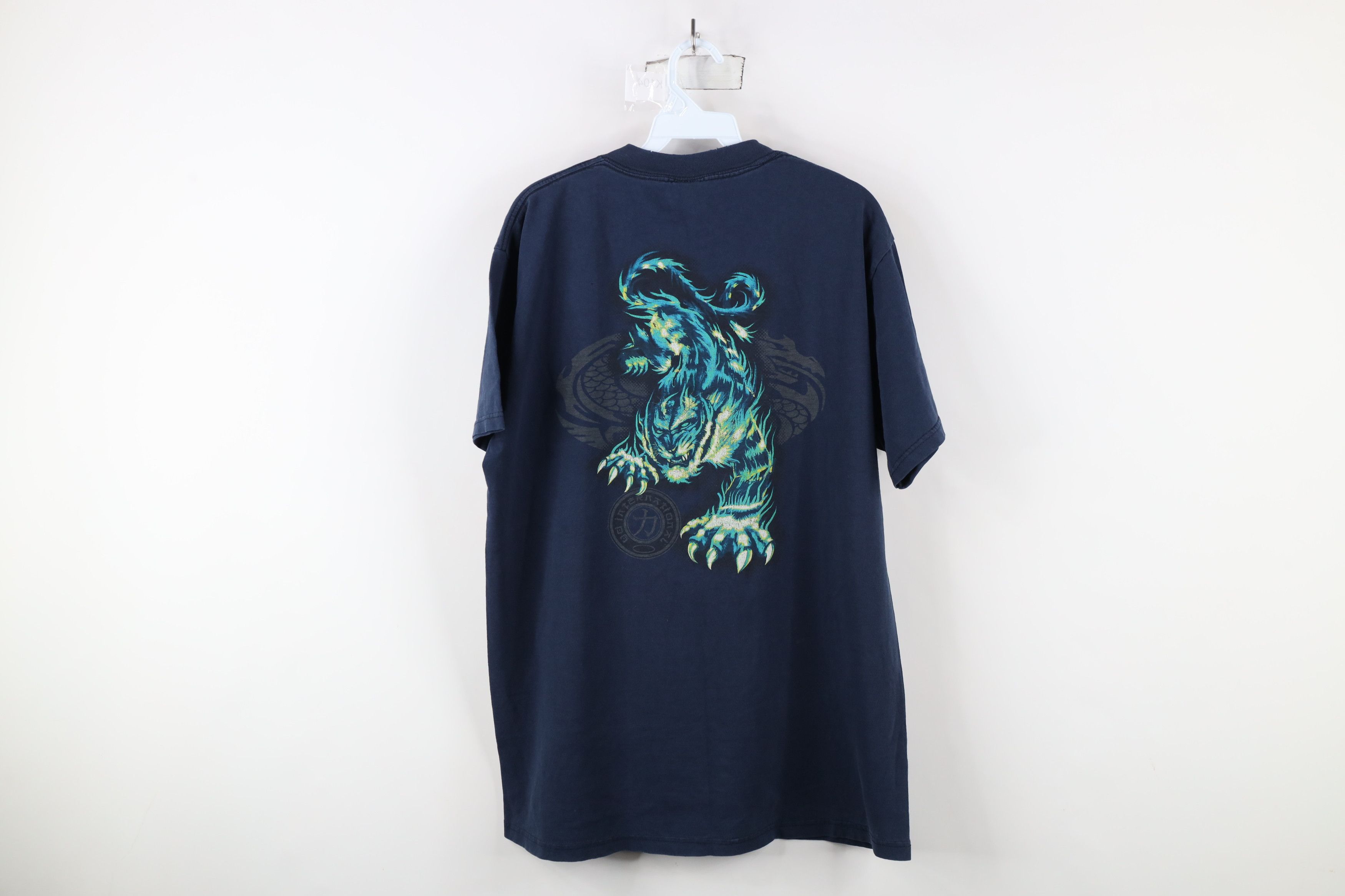 Vintage Vintage Y2K 2001 Streetwear Dragon Tiger Fire Flames T-Shirt Size US L / EU 52-54 / 3 - 14 Thumbnail