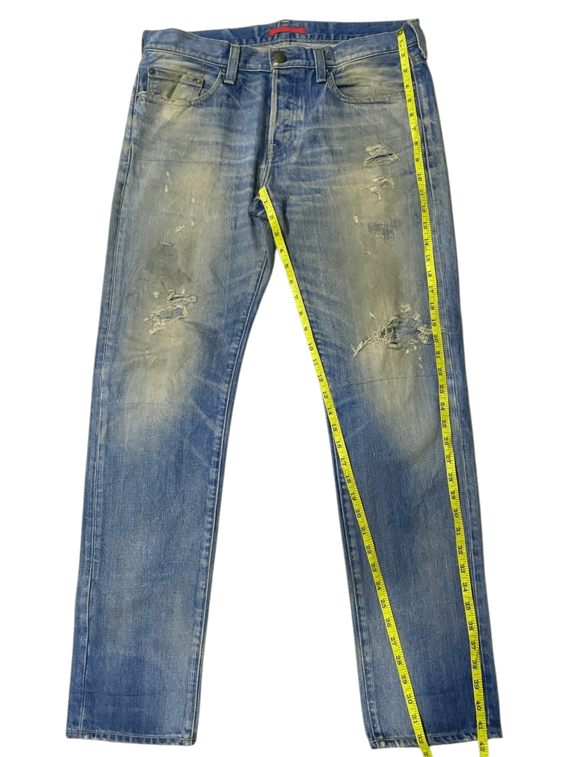 If Six Was Nine × Japanese Brand Vintage Japanese Brand Red Card Blue Washed Distressed Jeans Size US 36 / EU 52 - 13 Thumbnail