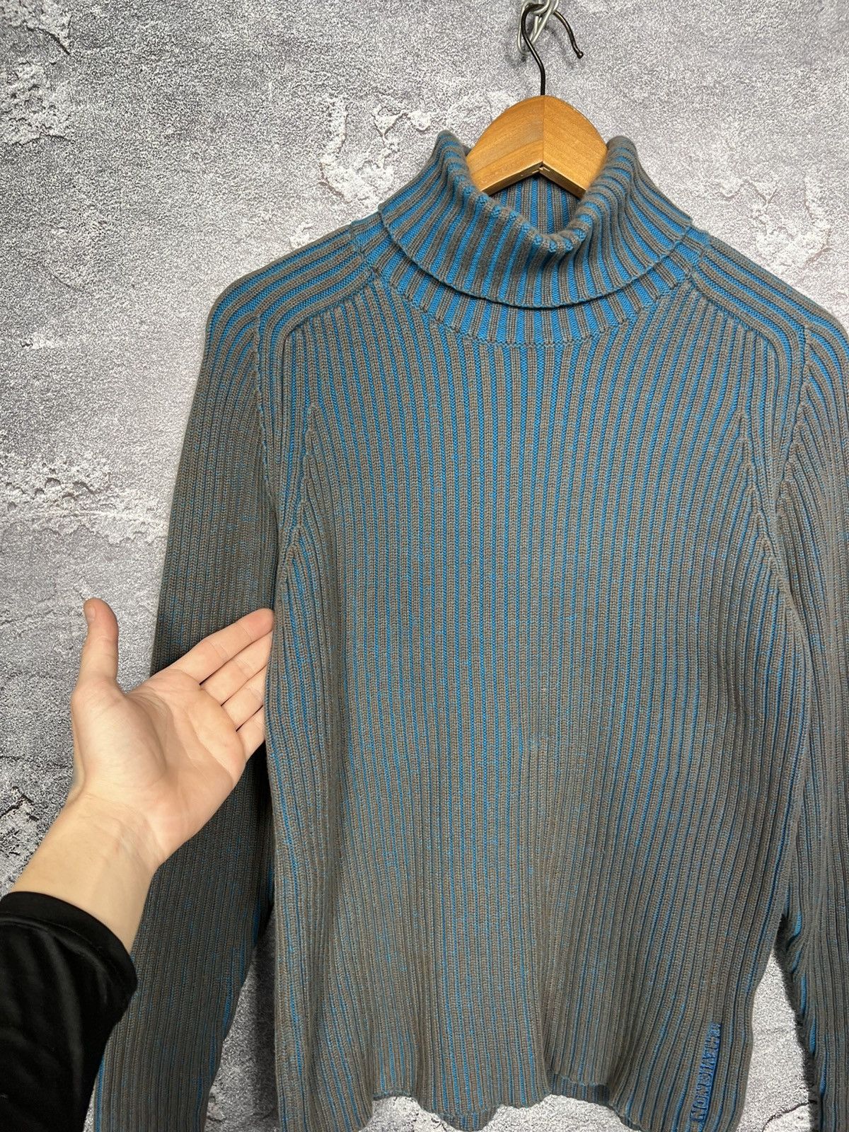 Chevignon Vintage Chevignon Ribbed Turtleneck Sweater A Blue Pattern Size US M / EU 48-50 / 2 - 9 Thumbnail