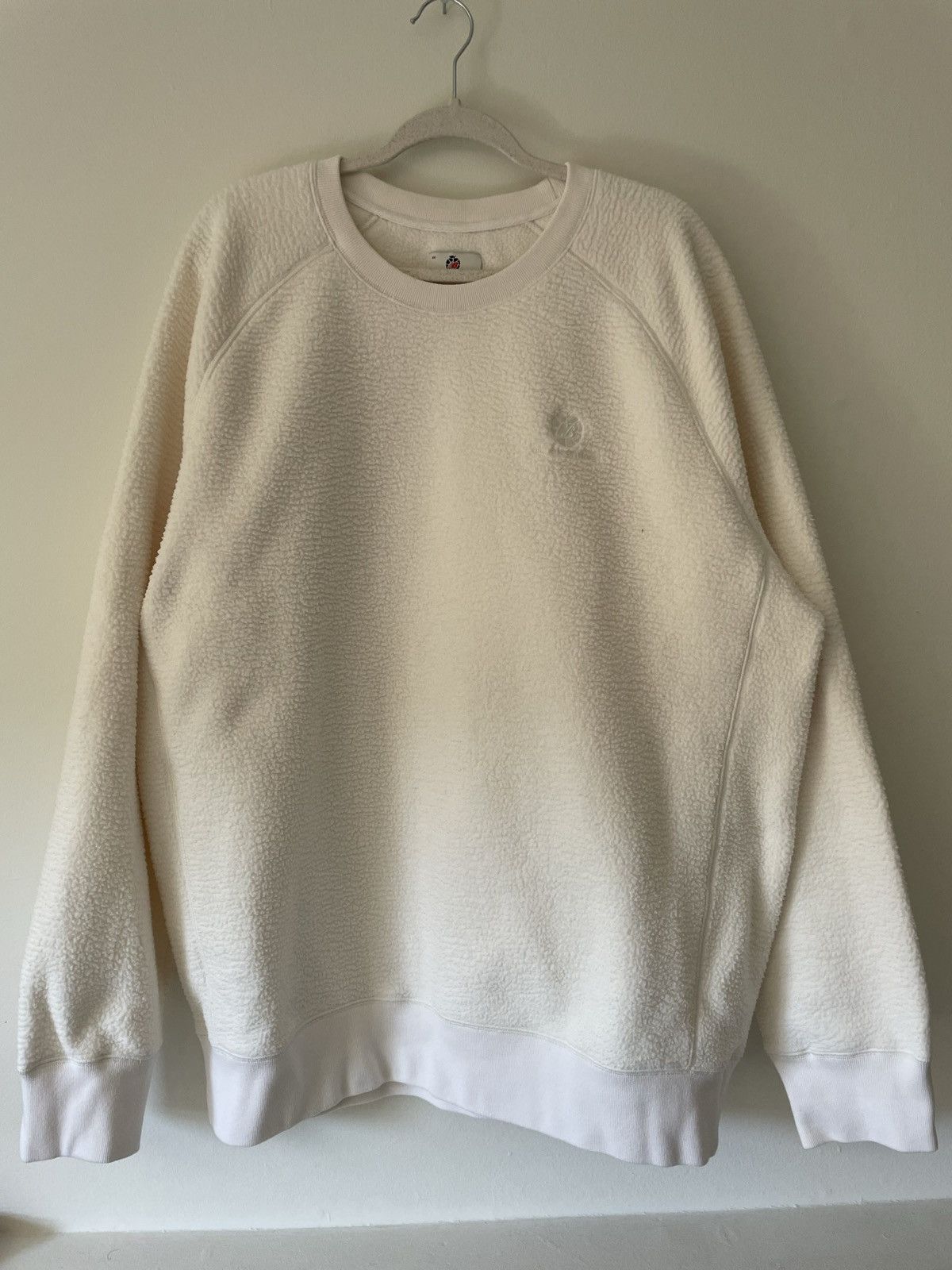 Image of Aime Leon Dore / New Balance Deep Pile Crewneck in White, Men's (Size 2XL)