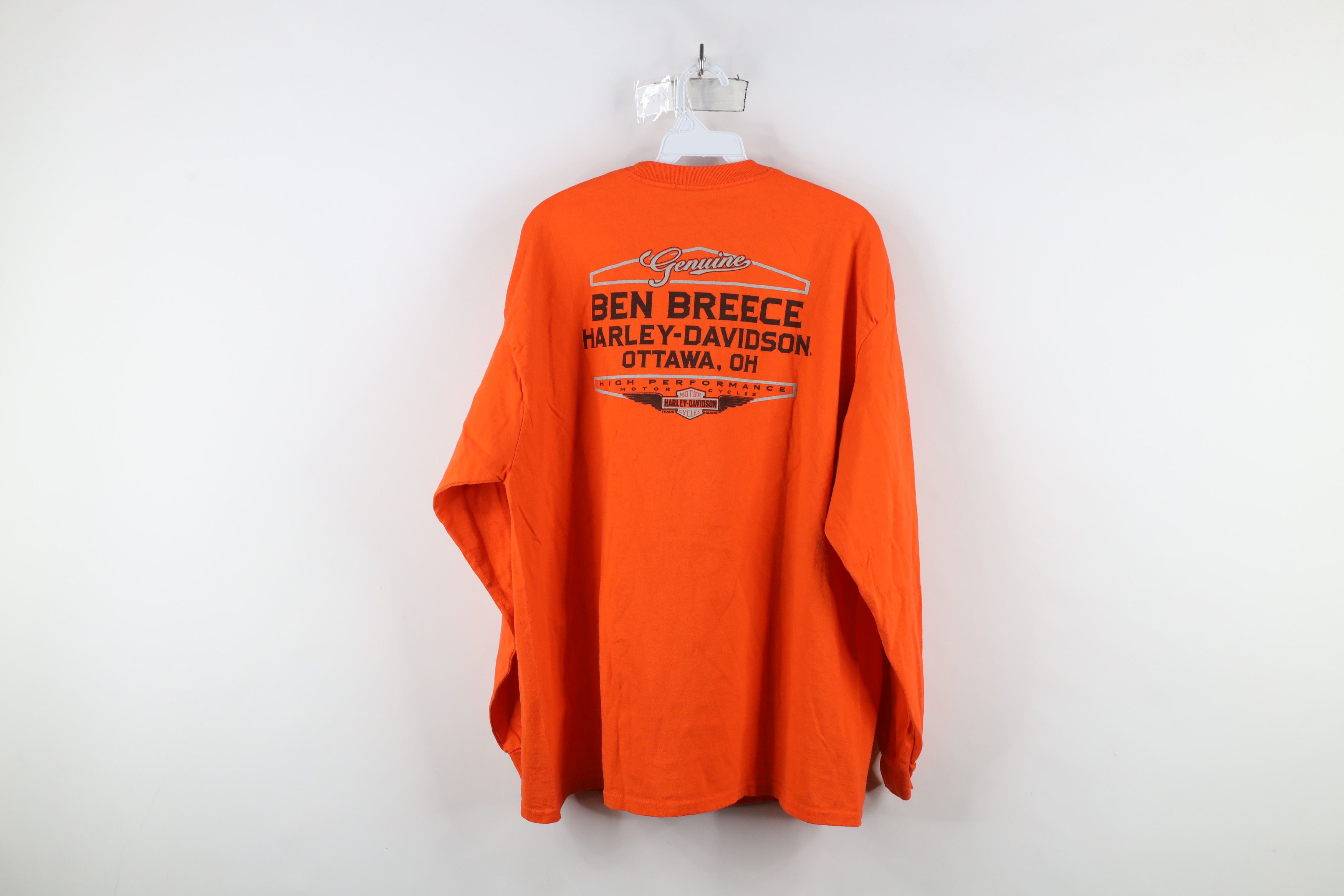 Harley Davidson × Vintage Y2K Harley Davidson Spell Out Long Sleeve T-Shirt Orange Size US XL / EU 56 / 4 - 12 Thumbnail