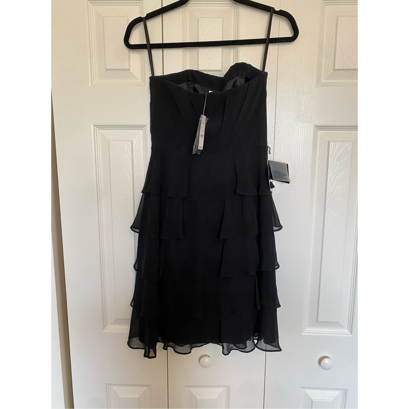 White House Black Market WHBM NWT Black Ruffle Cocktail Strapless Dress, Size 0, MSRP Size XS / US 0-2 / IT 36-38 - 4 Thumbnail