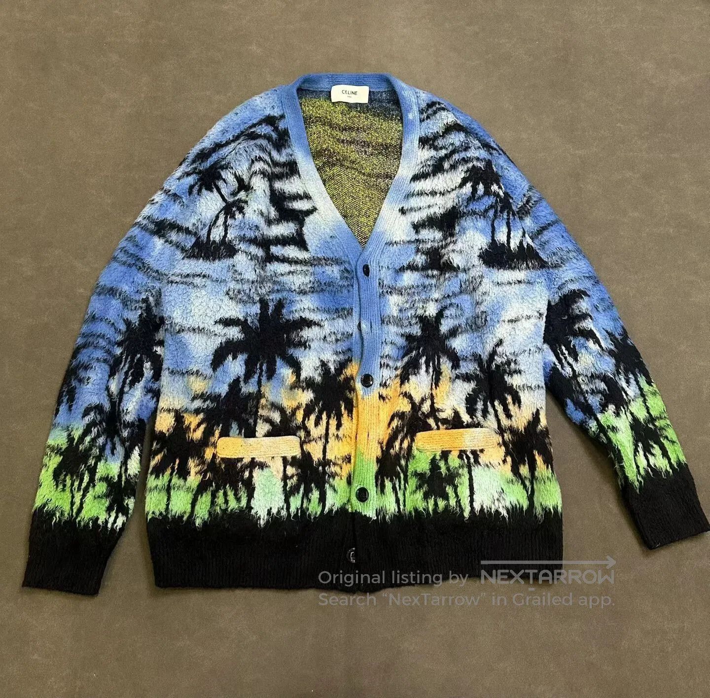 Celine Celine Brushed Cotton-Blend Jacquard Cardigan. Size L / US 10 / IT 46 - 1 Thumbnail