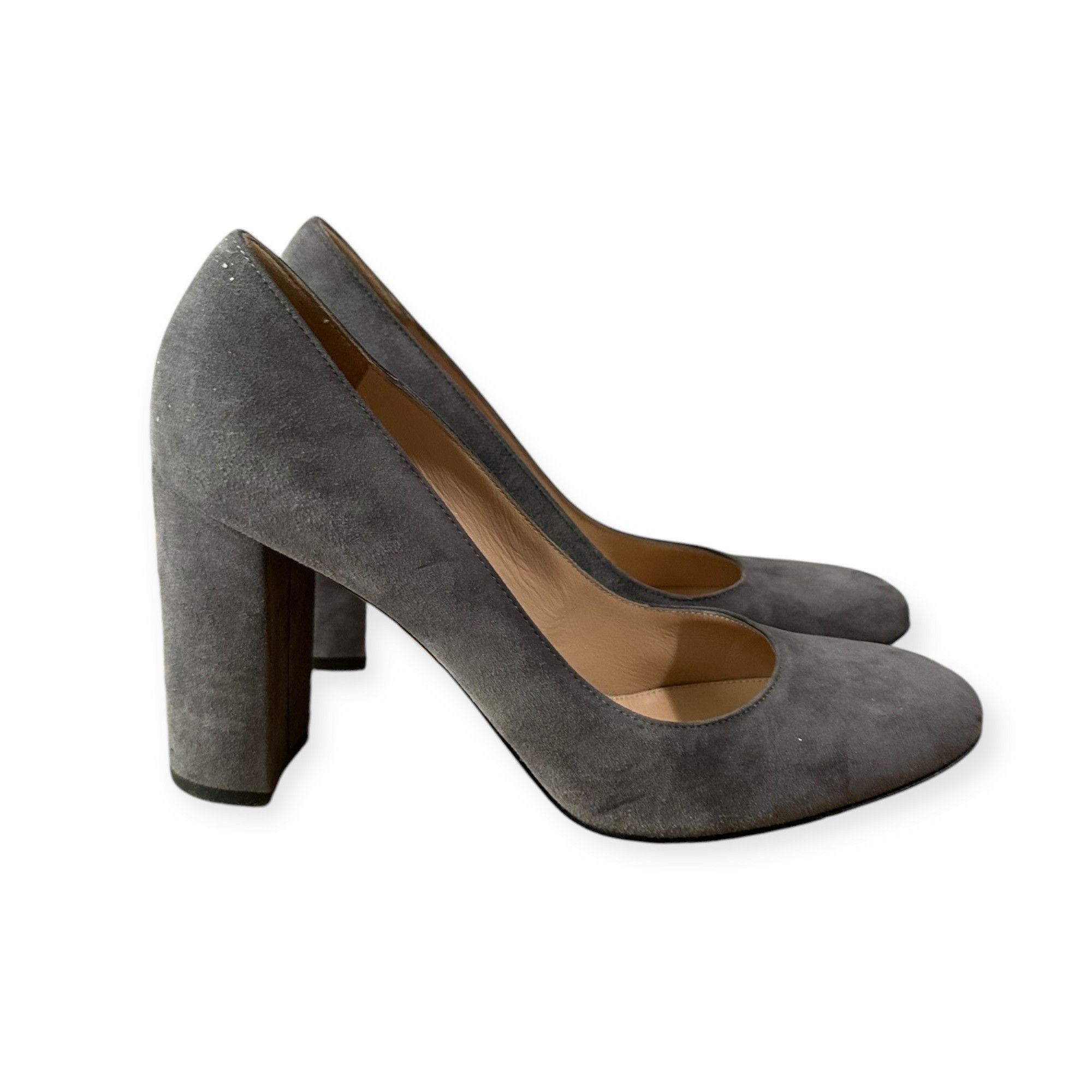 Gianvito Rossi Gianvito Rossi Round Toe 85mm Block Heel Pumps, Gray Suede, Size US 9.5 / IT 39.5 - 6 Thumbnail