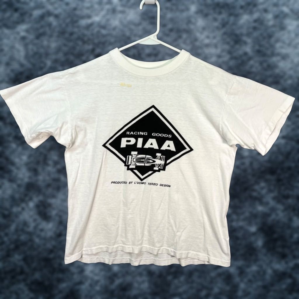 VINTAGE PIAA T-Shirt Men 90s White Cotton Crew Neck Short Sleeve Medium 90s Theme, Racing Goods, Formula 1, All Seasons, Size M, White, Mens