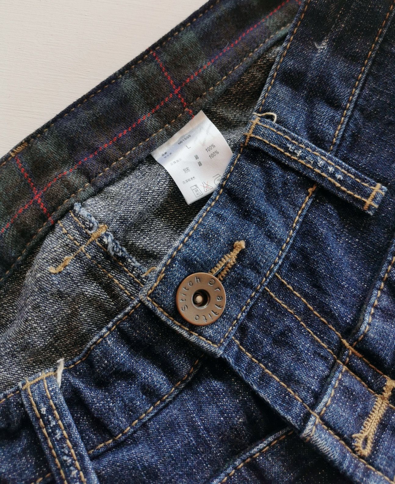 If Six Was Nine Stitch Graffito Double Waist Denim Jeans Size US 32 / EU 48 - 6 Thumbnail