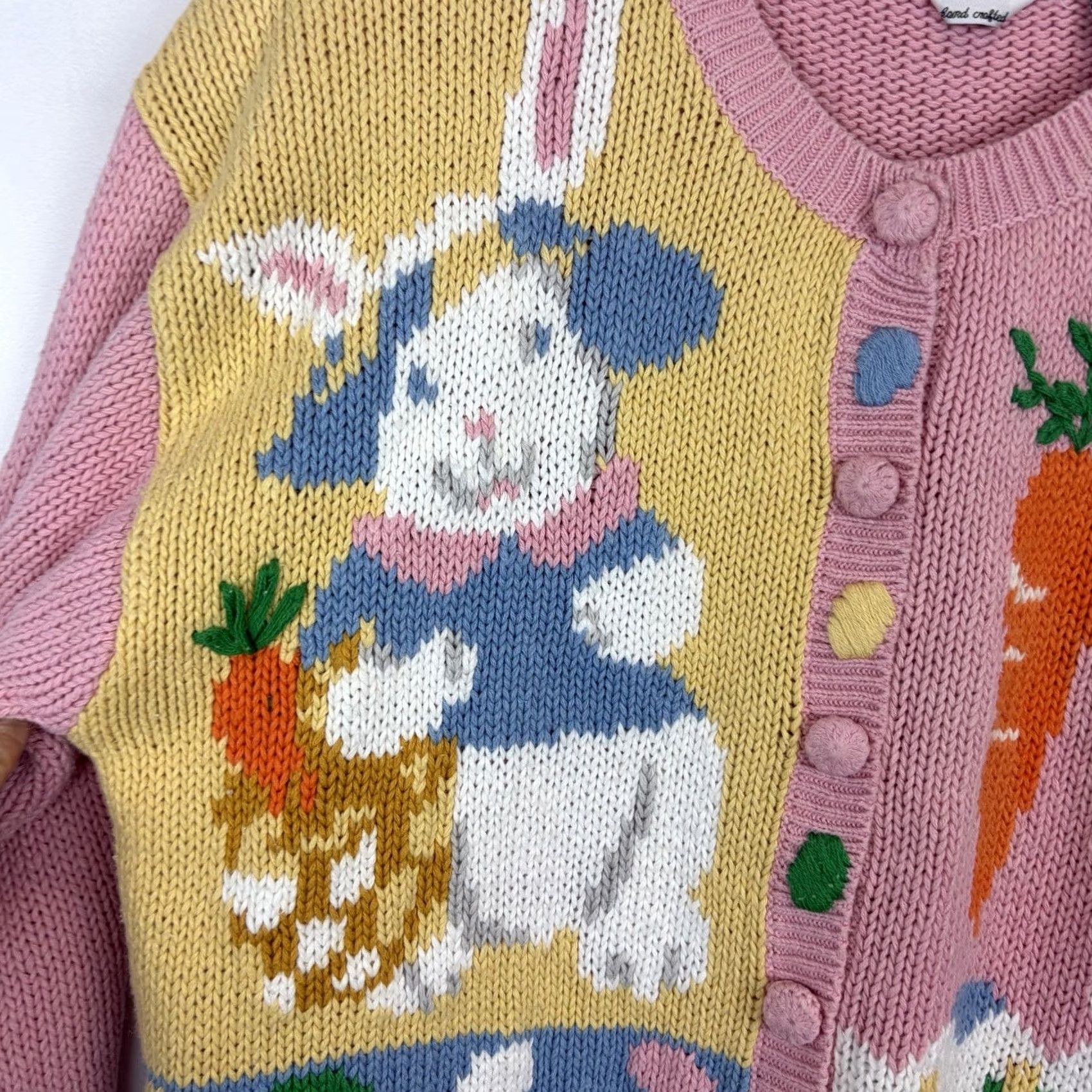 Pinko VINTAGE Alexandra Bartlett Easter Sweater Womens Large Cardigan Pink Bunny Eggs Read Size L / US 10 / IT 46 - 4 Thumbnail