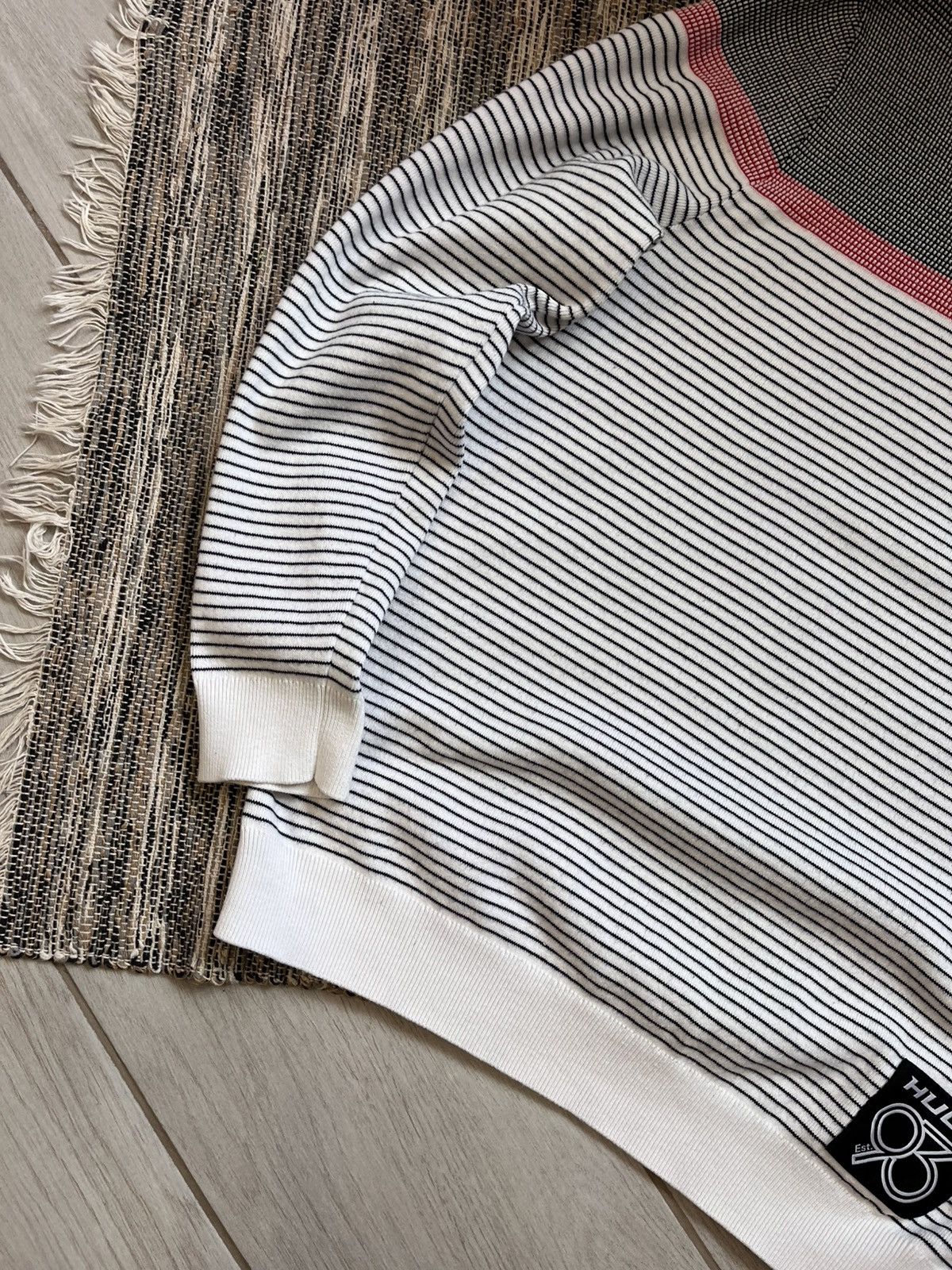 Designer × Hugo Luxury Hugo Sweater White Stripes Sweatshirt Hype Logo Y2K Size US L / EU 52-54 / 3 - 3 Thumbnail