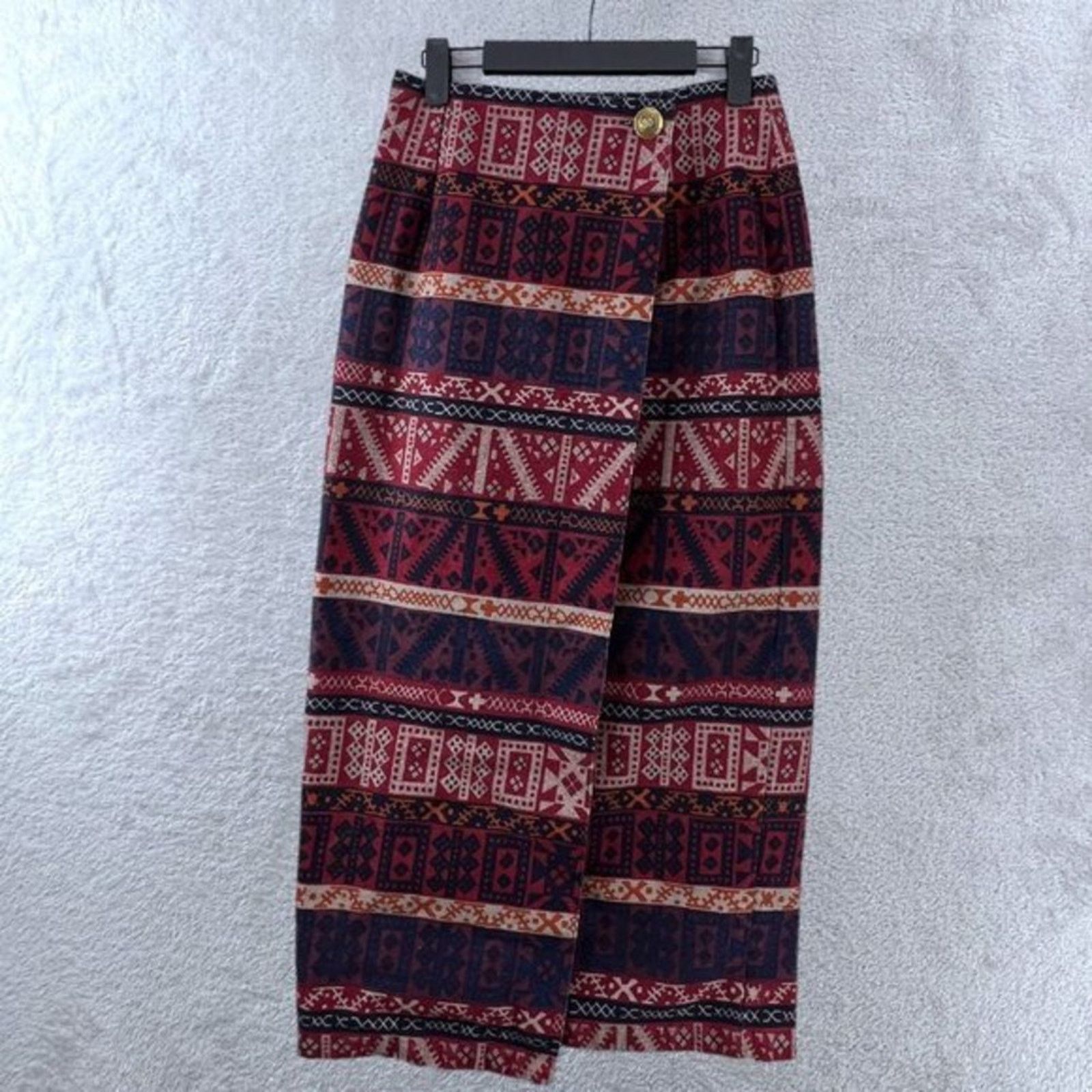 Vintage CAMBRIDGE DRY GOODS Wrap Skirt cowboy Aztec western 6 Size 28" / US 6 / IT 42 - 1 Thumbnail
