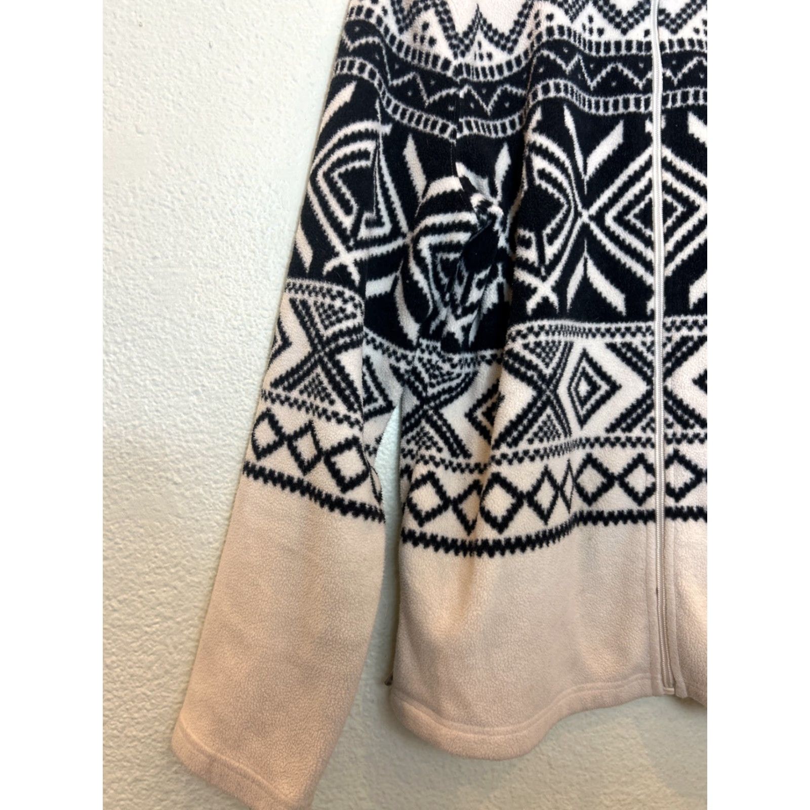 Ralph Lauren VINTAGE Y2K Lauren Ralph Lauren Women’s Large Full Zip Fleece Jacket Ivory Black L Size L / US 10 / IT 46 - 6 Thumbnail