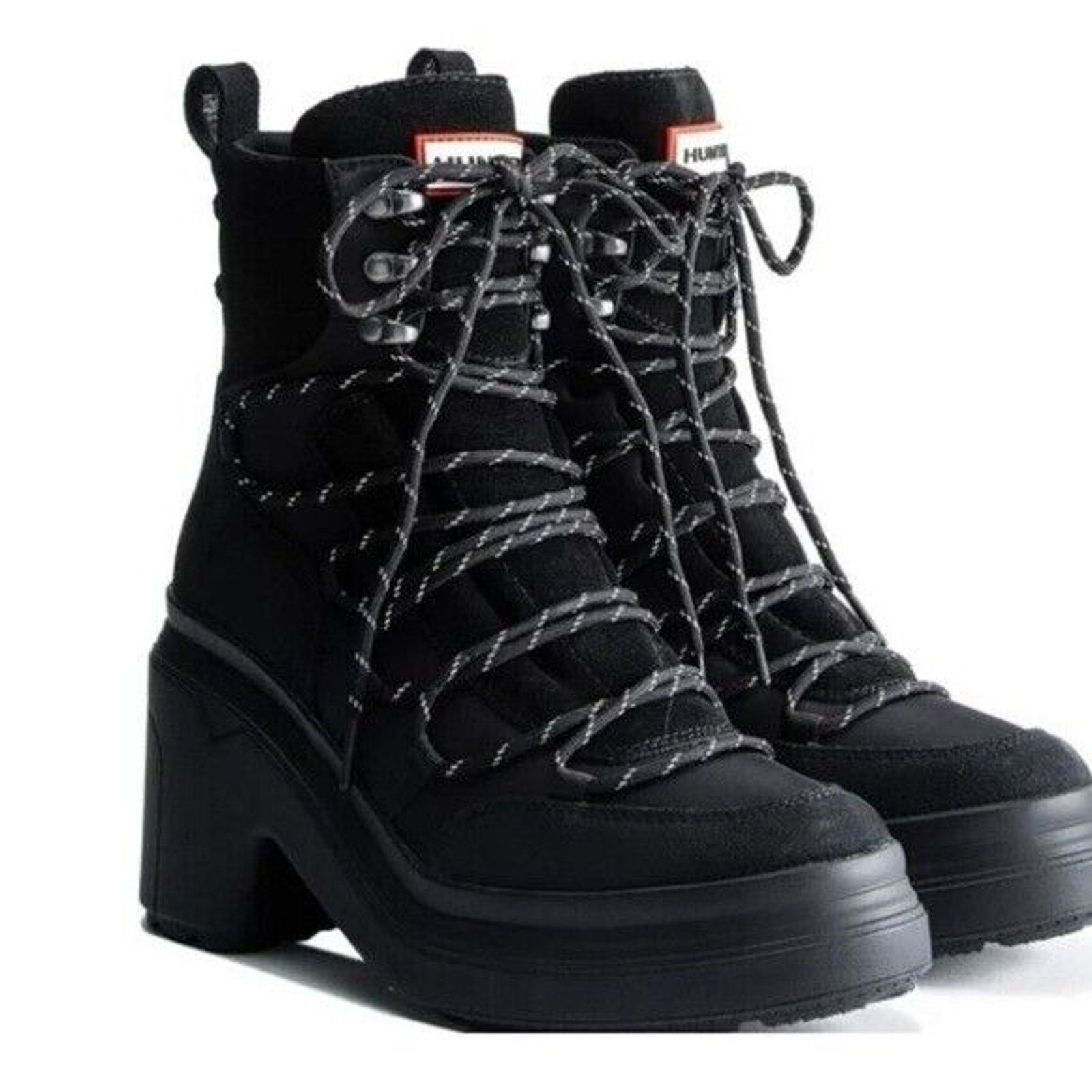 Hunter HUNTER Discoverer Mid Lace-Up Heel Boots BLACK Size 10 Size US 10 / IT 40 - 1 Thumbnail