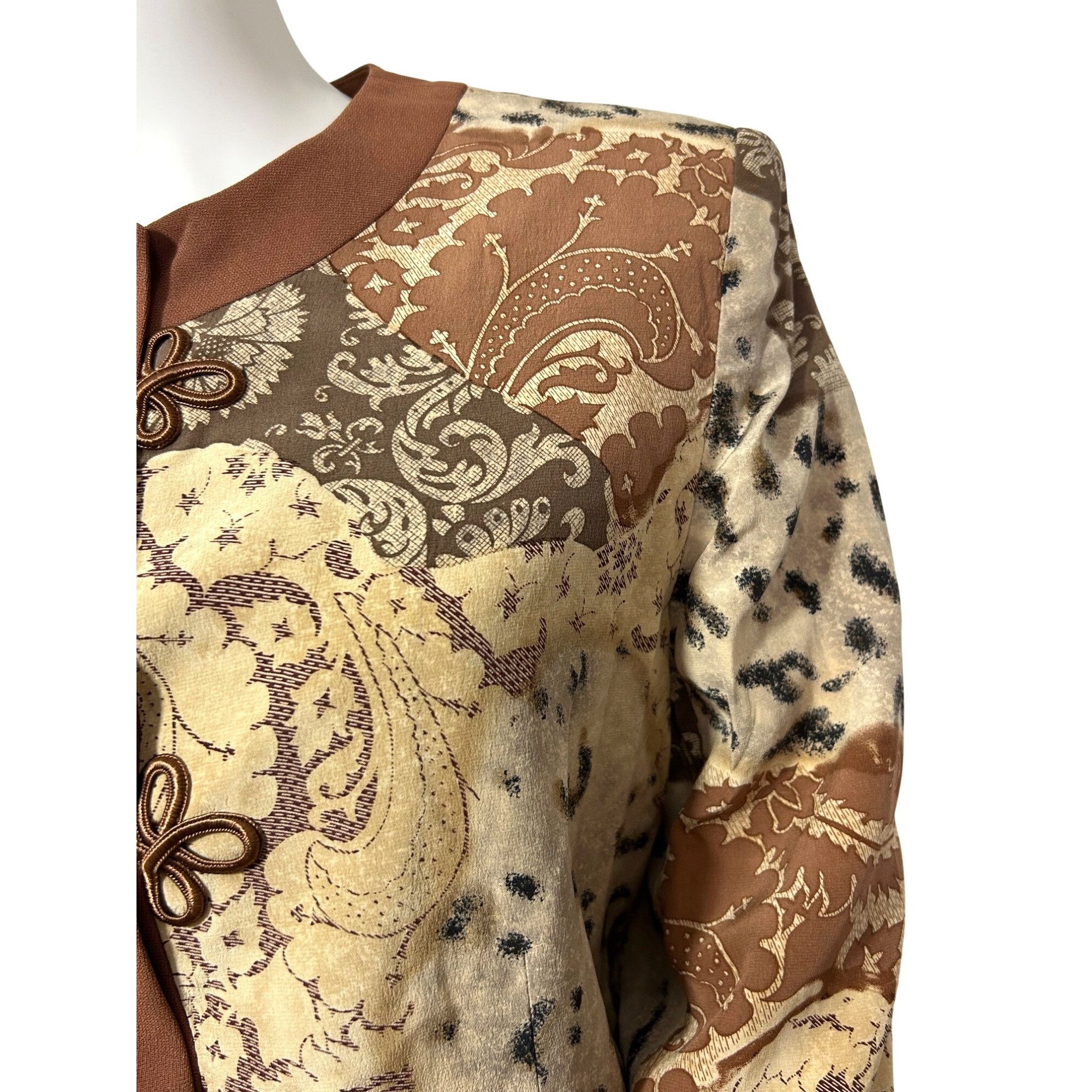 Other Saks Jandel Vtg Blazer 14 Silk Asian Style Animal Print Neut Size L / US 10 / IT 46 - 12 Thumbnail