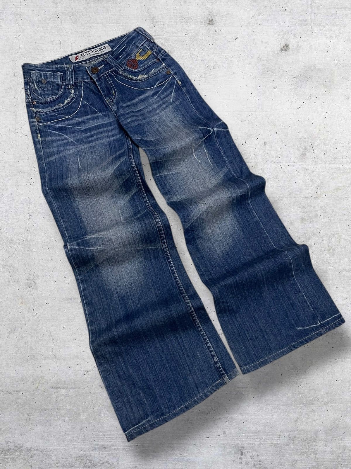 Japanese Brand VINTAGE FETISH 1990S OG JAPAN DESIGNER BAGGY WIDE LEG DENIM Size US 26 / EU 42 - 2 Thumbnail