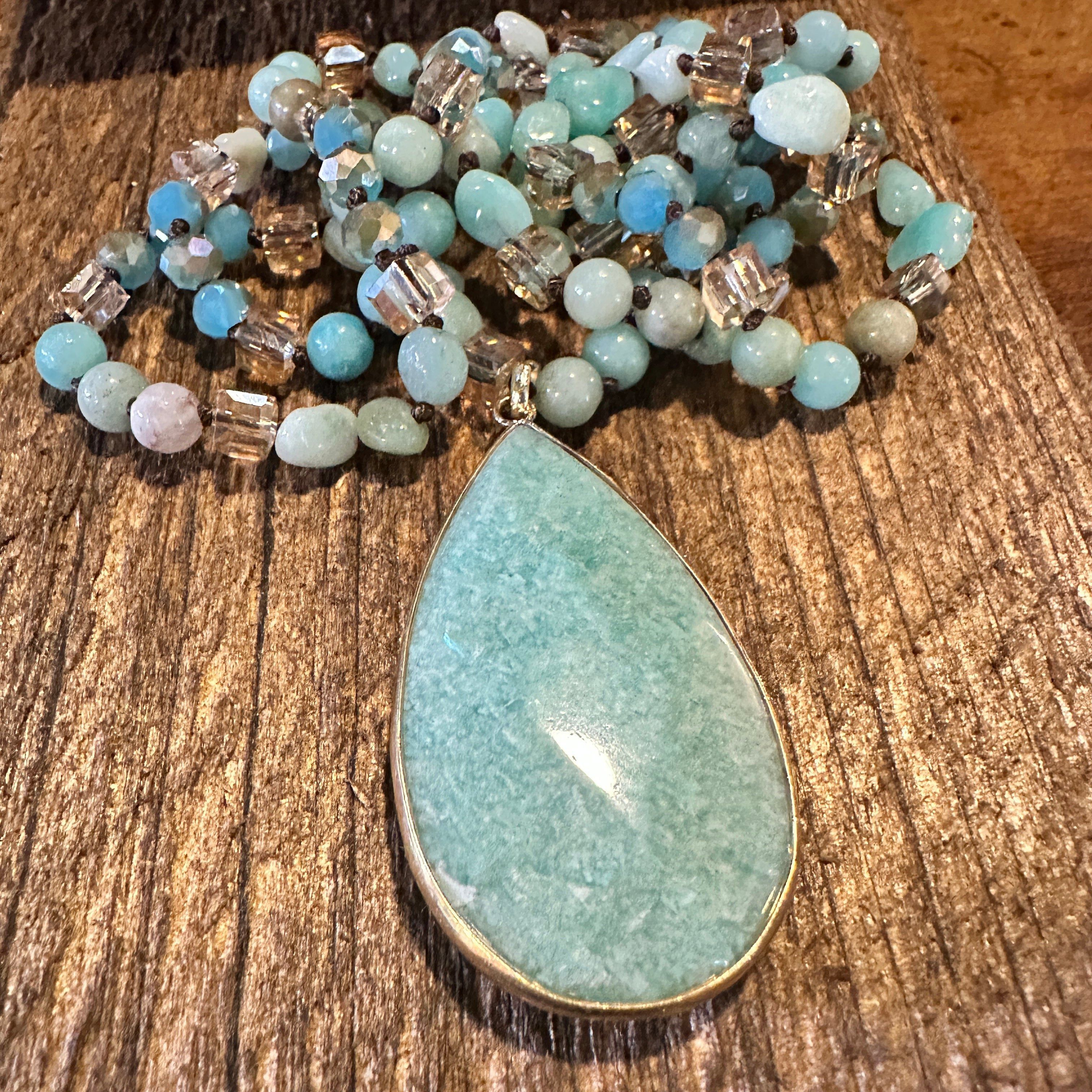 Other Bohemian Natural Green Pendant Necklace with Rock Crystal Be Size ONE SIZE - 4 Thumbnail