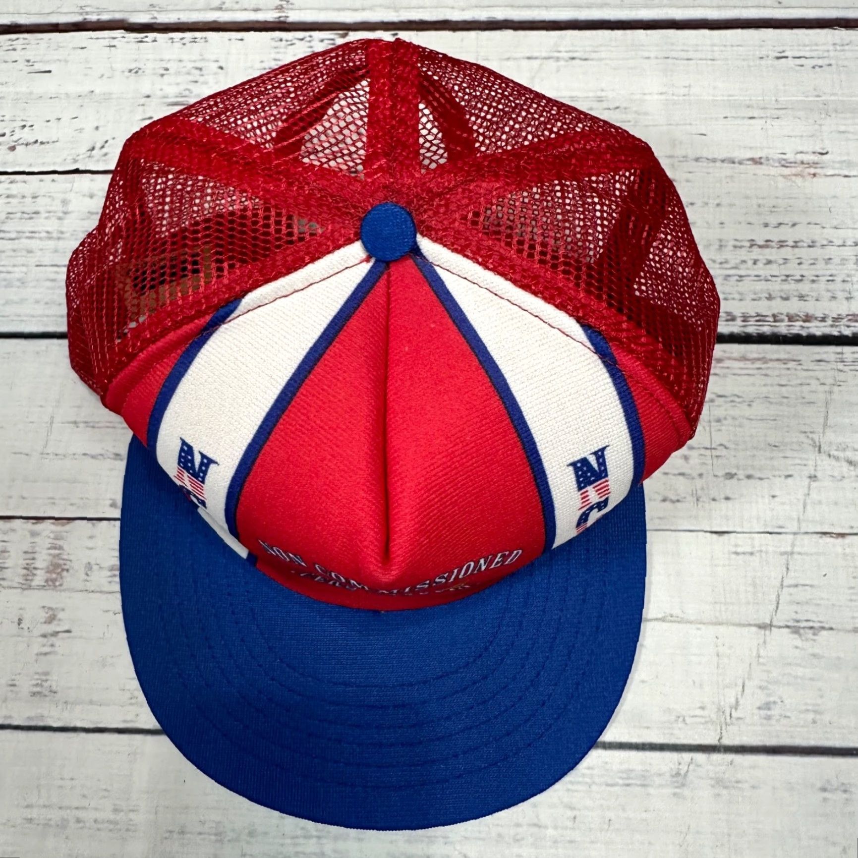 Commission Vtg NCOA Trucker Hat OS Red White Blue Snapback Men One Size Red Trucker Hat NCOA Association Hat Size ONE SIZE - 3 Thumbnail