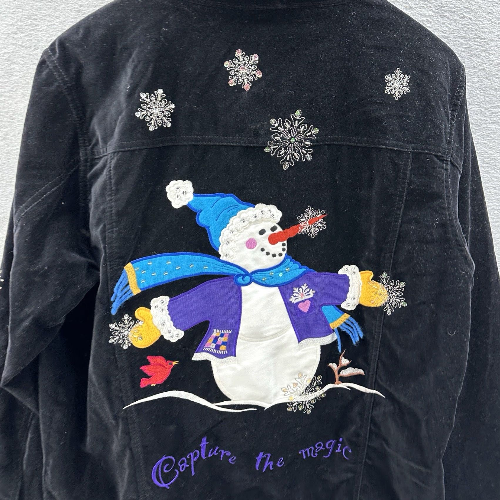 Quacker Factory Vintage Quacker Factory Women's Jacket M Black Velvet Fall Spring Winter Casual Beaded Embroidered 90s Size M / US 6-8 / IT 42-44 - 3 Thumbnail