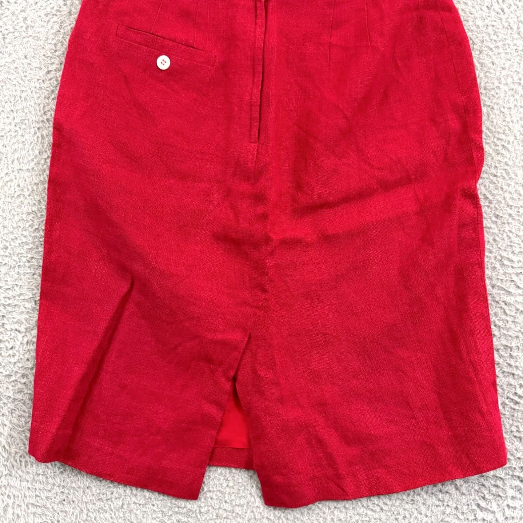 Brooks Brothers VINTAGE Brooks Brothers Skirt Womens 12 Red Pencil Irish Linen 80s Knee Length Size 34" / US 12 / IT 48 - 2 Thumbnail