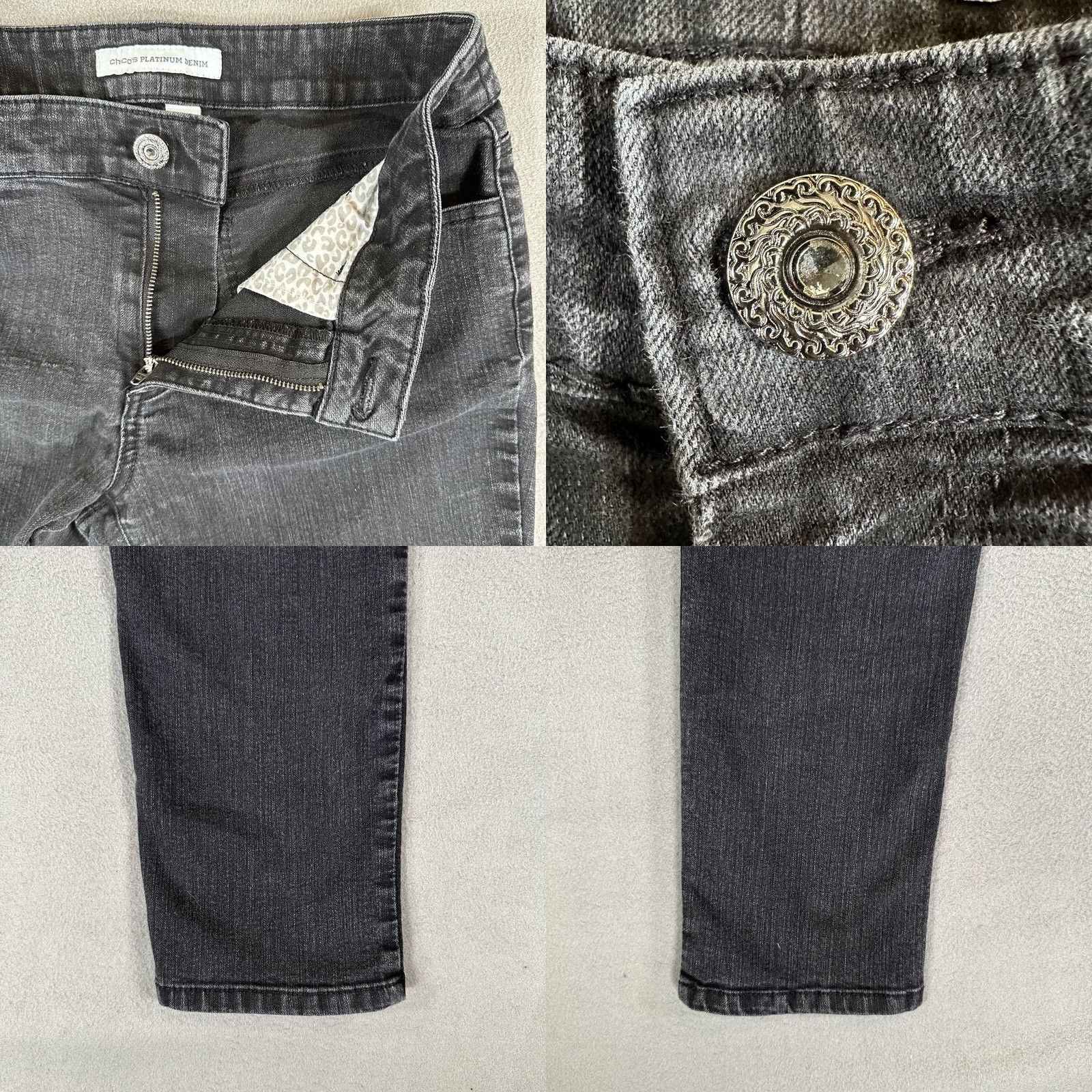 Vintage Chico's Platinum Jeans Womens 0.5 Black Denim Ultimate Fit Mid Rise Size 25" / US 0 / IT 36 - 9 Thumbnail
