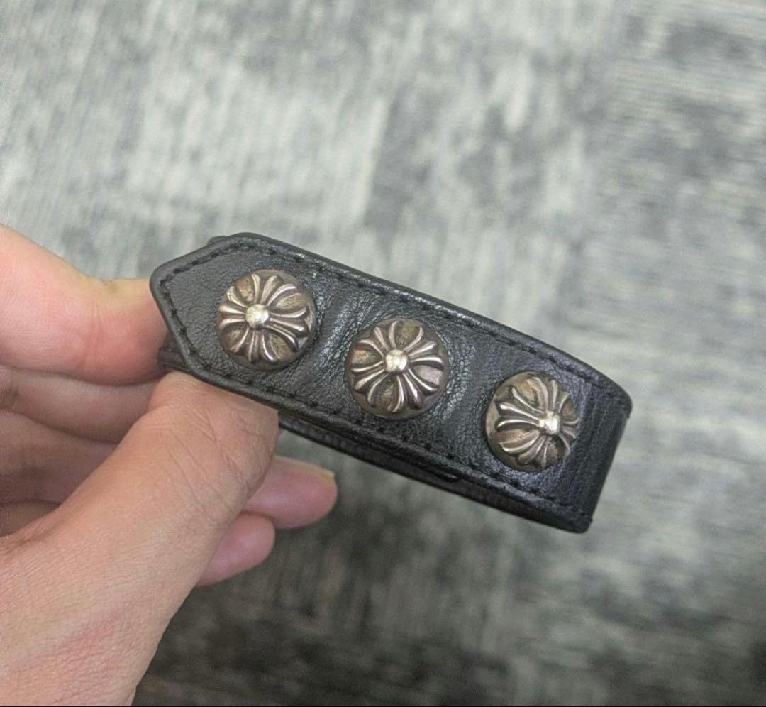 Chrome Hearts OFFER OK! CHROME HEARTS 3BTN 2SNP LEATHER BRACELET BANGLE Size ONE SIZE - 2 Thumbnail