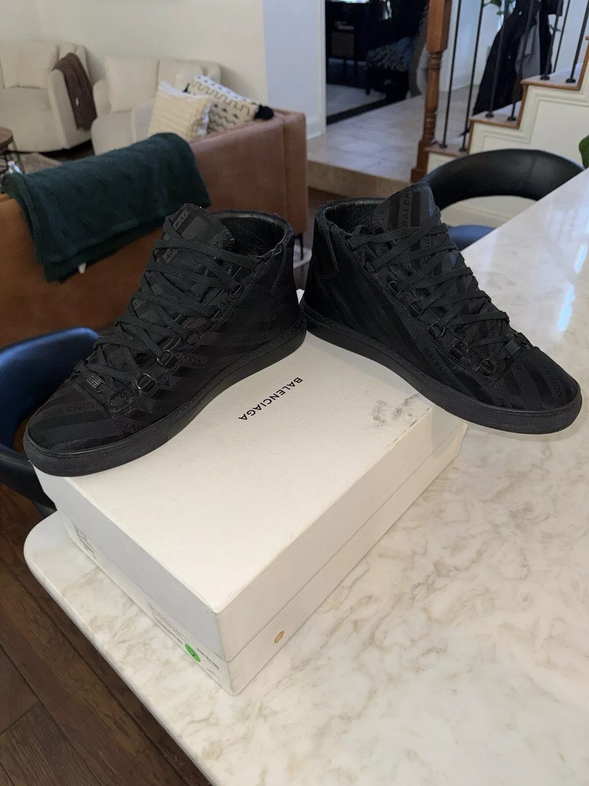 Balenciaga Balenciaga Arena Black 12 Leather High Tops Sneakers Size US 12 / EU 45 - 6 Thumbnail