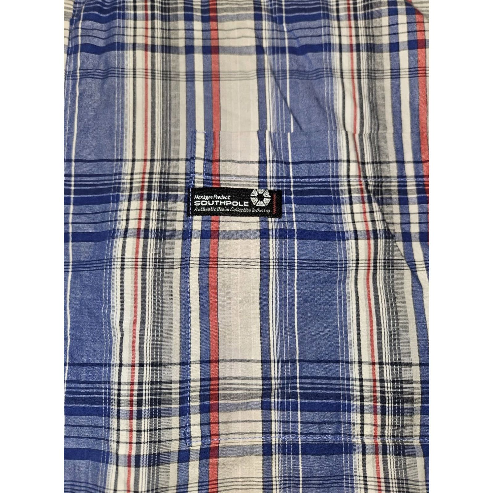 Southpole Southpole Button-Up Shirt Men's XL Blue Plaid Short Sleeve Casual Hip Hop Y2K Size US XL / EU 56 / 4 - 5 Thumbnail