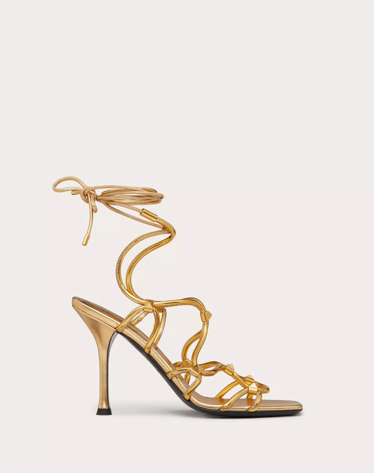 o1s1wg111125 Rockstud Net Mirror-Effect Synthetic Sandals
