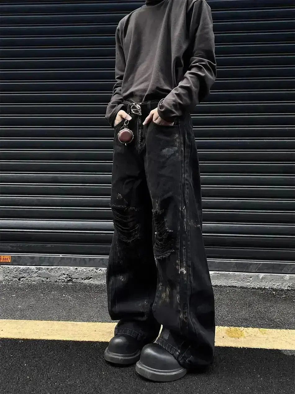 Japanese Brand Graffiti hole patchwork jeans Size US 32 / EU 48 - 1 Thumbnail