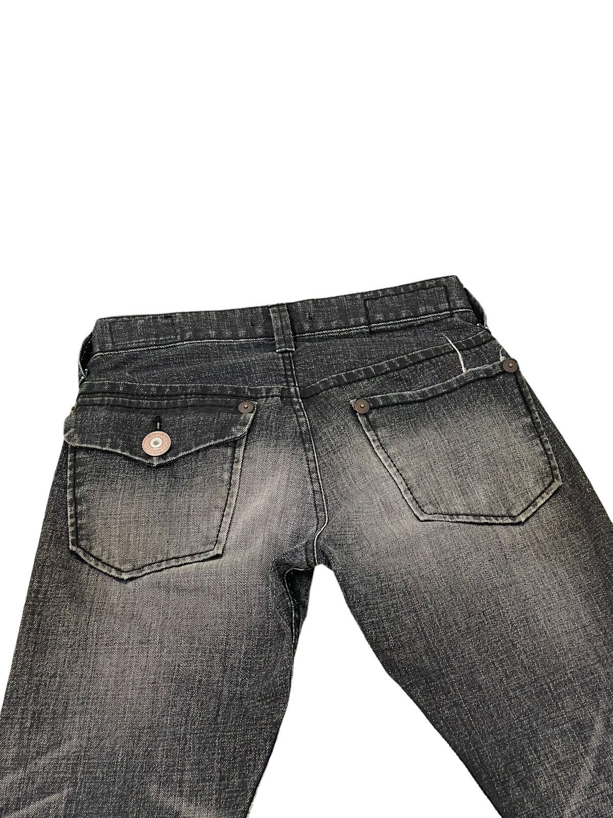 Japanese Brand Flare Jeans Blue Way Faded Thrash Distress Boot Cut 6🟦2 Size US 29 - 20 Thumbnail