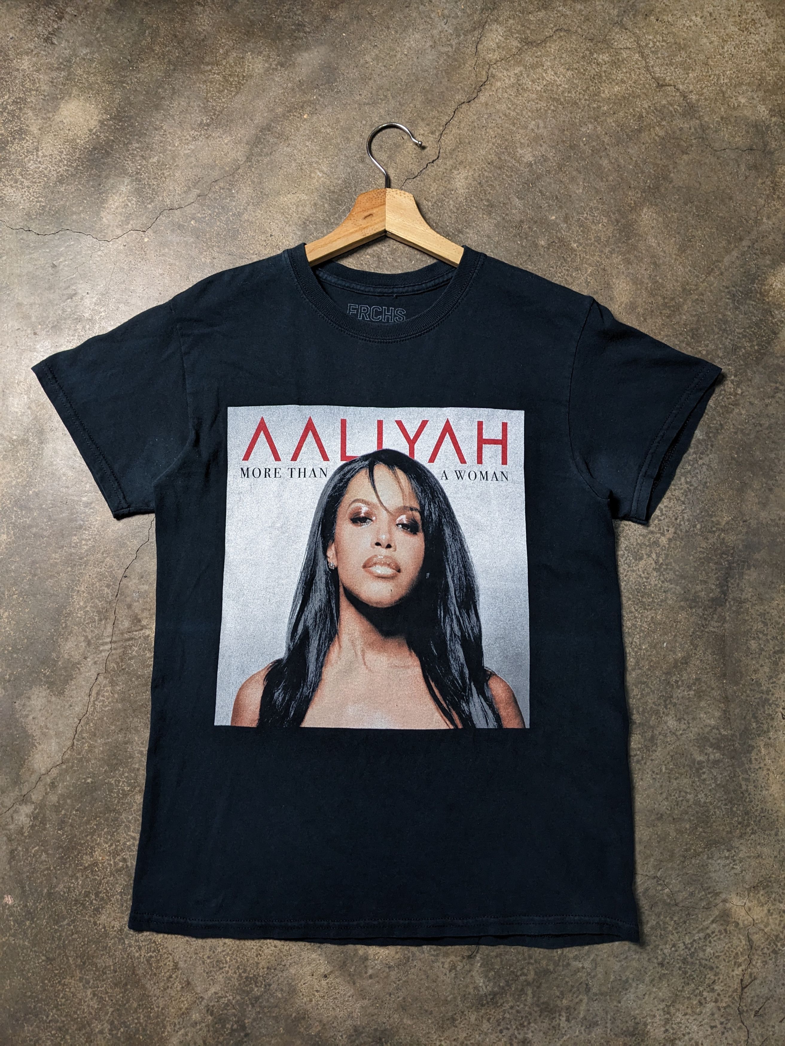 image of Band Tees x Made In USA Aaliyah More Than A Woman Tees in Black, Men's (Size Small)