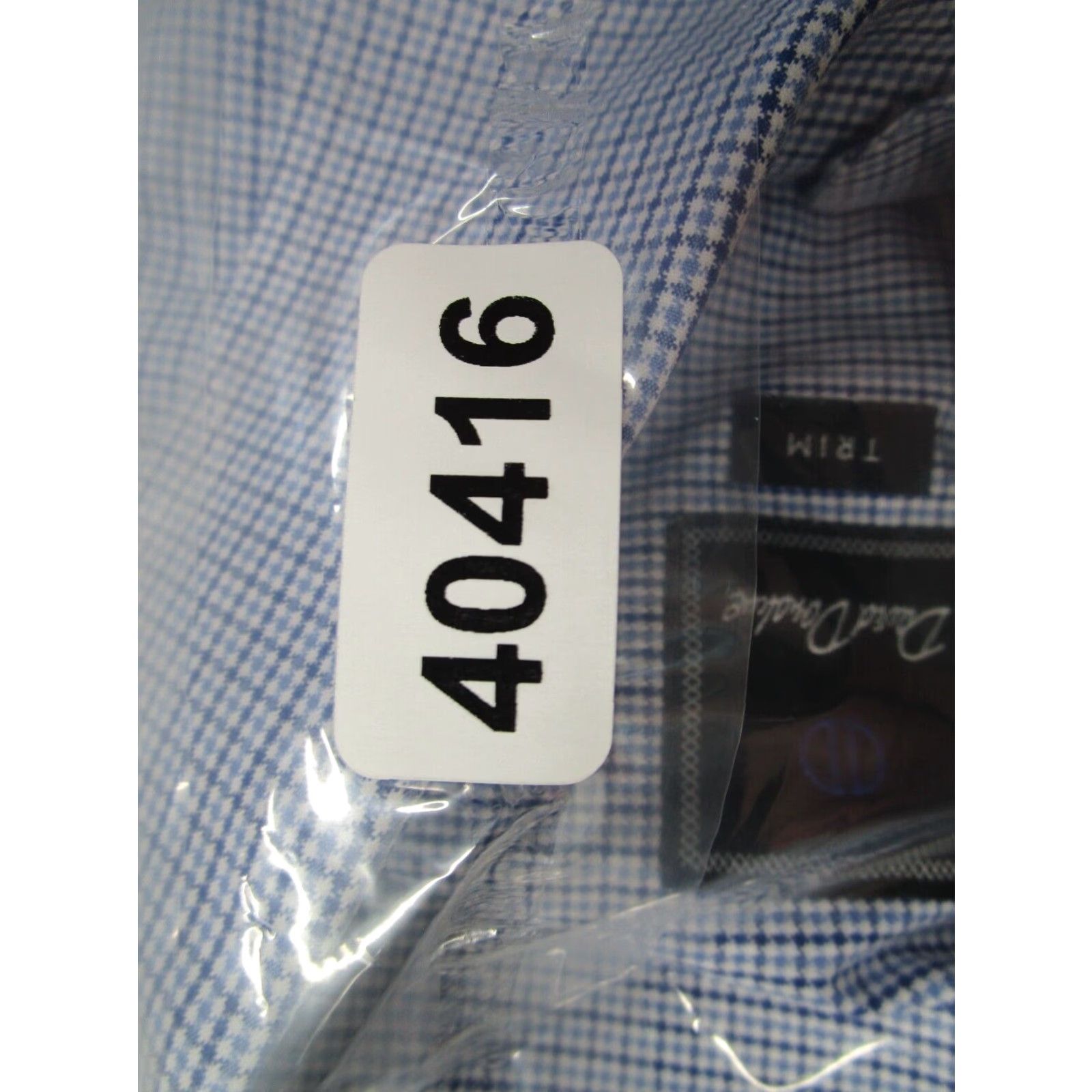 David Donahue David Donahue Mens 17.5 34 Trim Fit Blue Check Dress Shirt Long Sleeve Button Up Cotton Size 34R - 8 Thumbnail