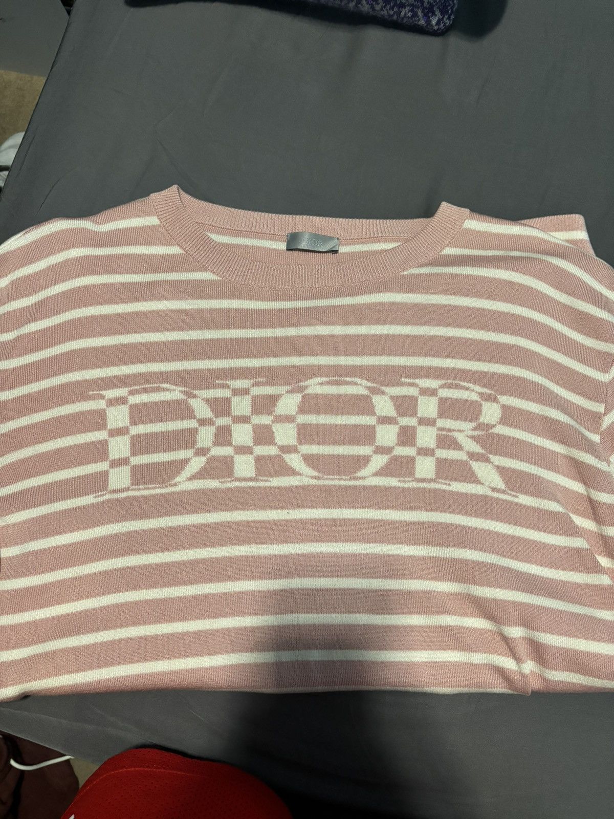 Dior DIOR SS21 Stripe Letter Pattern Round Collar Male Pink Size US L / EU 52-54 / 3 - 1 Thumbnail