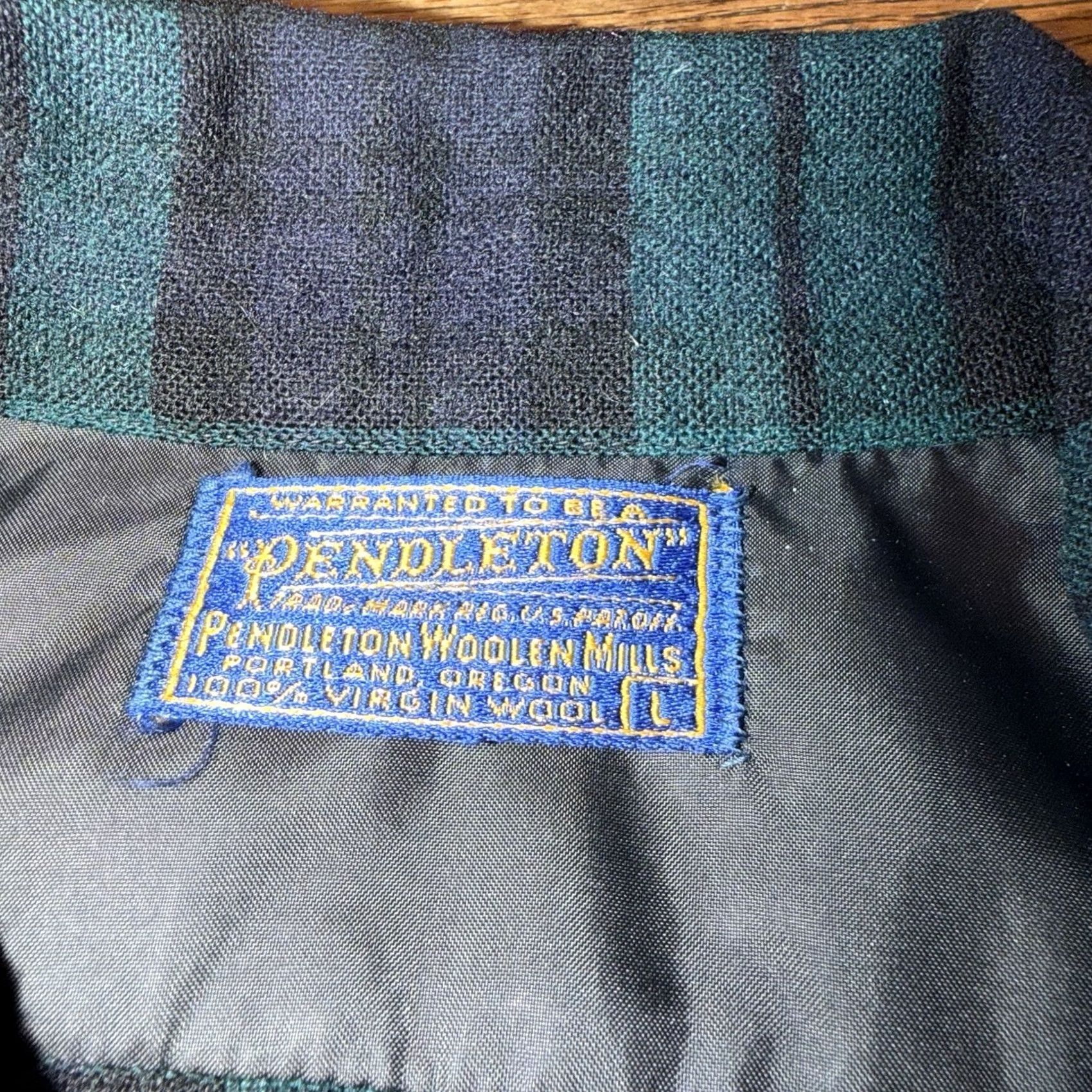 Pendleton VINTAGE Pendleton Board Shirt Mens L Wool Green Plaid Loop Collar 70’s USA Size US L / EU 52-54 / 3 - 2 Thumbnail