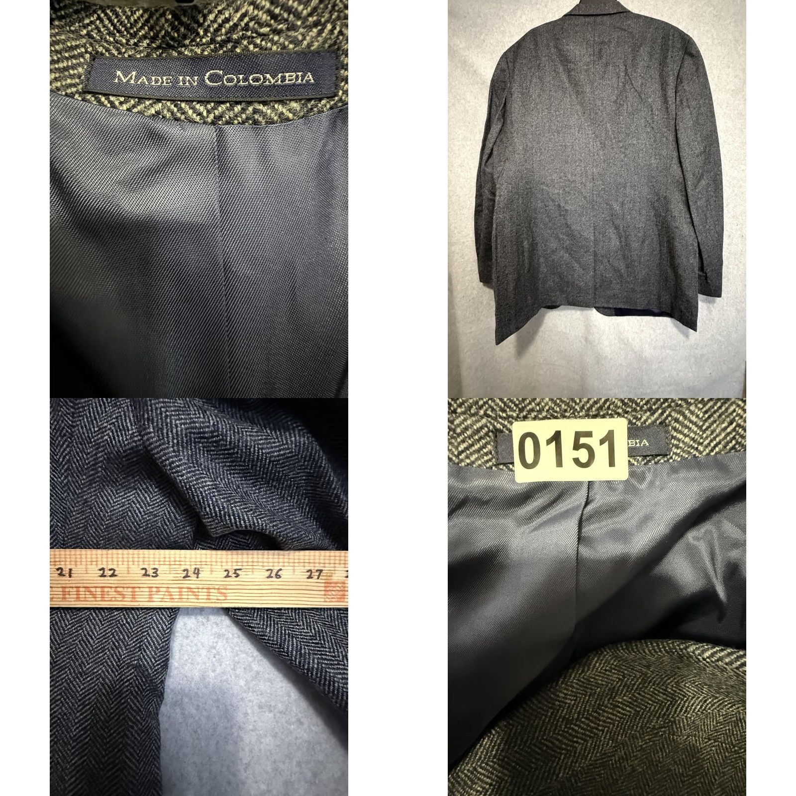 Lands' End Lands' End Blazer Sport Coat Mens 46L Gray Wool Herringbone Tweed Long Jacket Size 46R - 9 Thumbnail