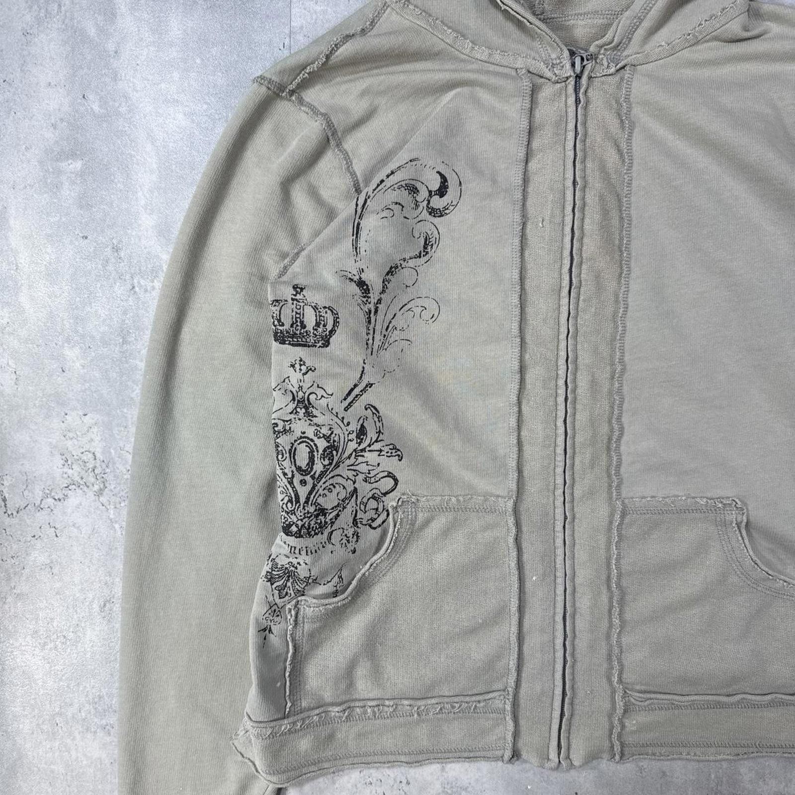 Other Y2K Ellemenno Grunge 00s Zip Up Beige Jacket Size XL / US 12-14 / IT 48-50 - 4 Thumbnail