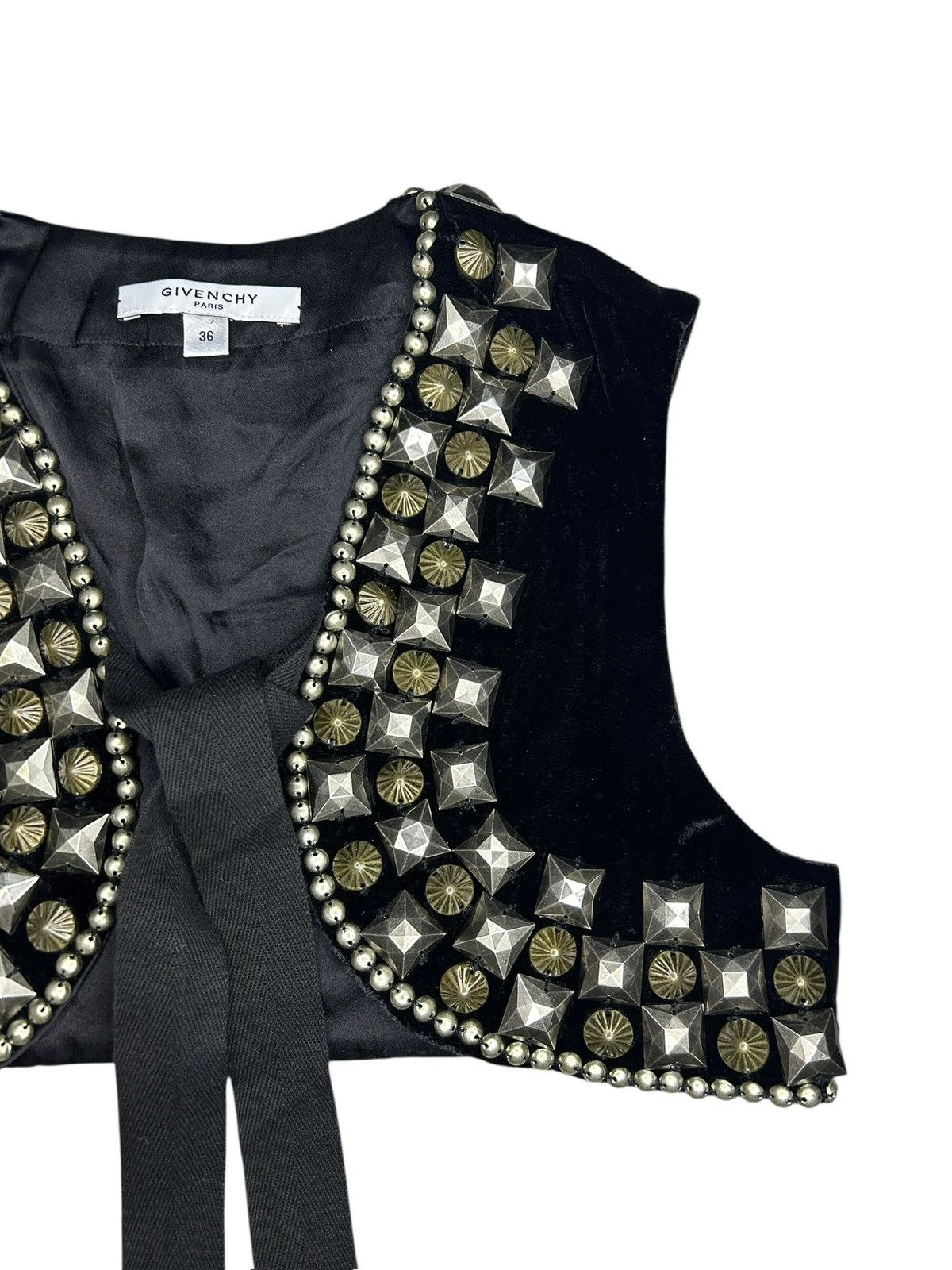 Givenchy F/W 08 Ricardo Tisci Studded Velvet Vest Size XS / US 0-2 / IT 36-38 - 3 Thumbnail