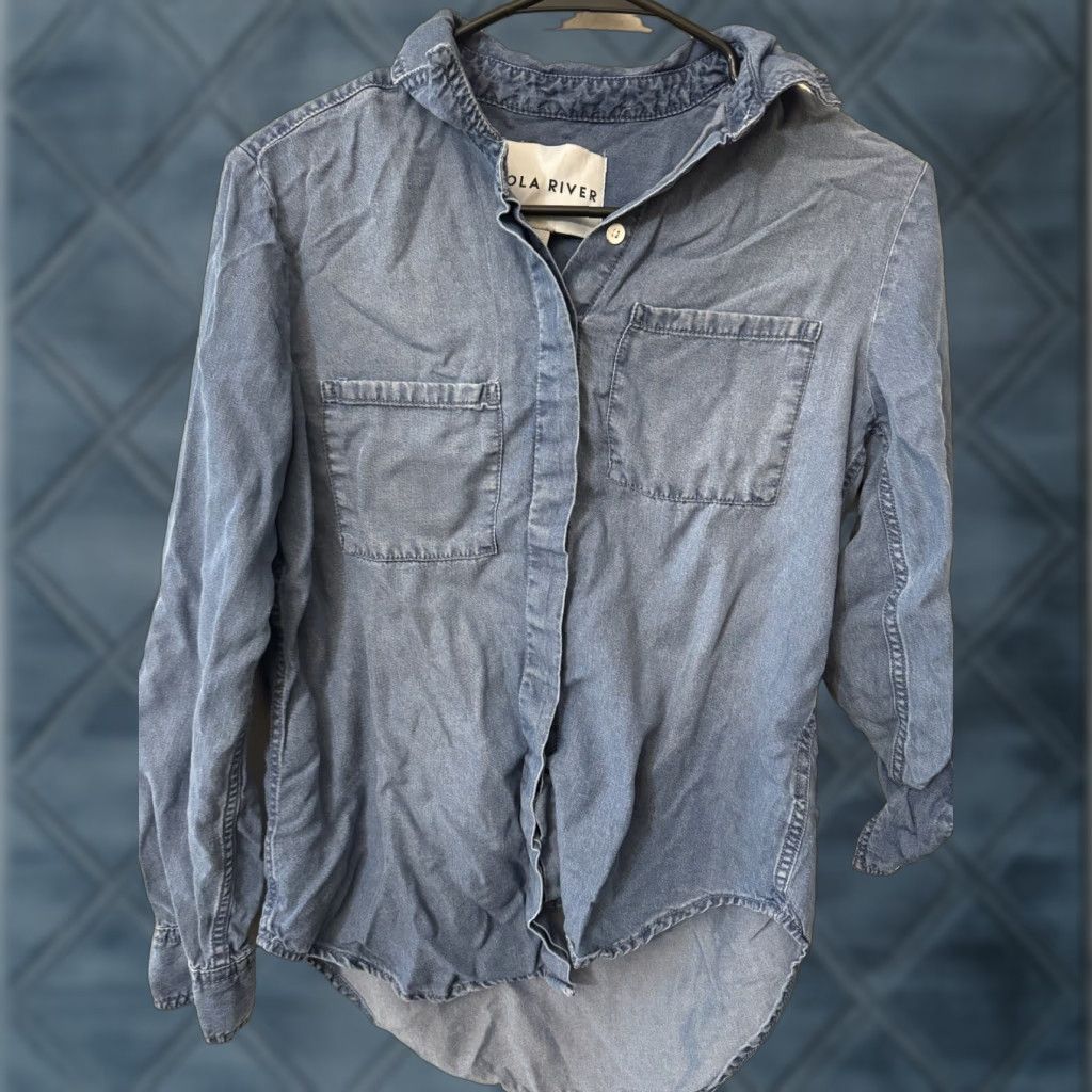Vintage Lola River Chambray Button-Up Shirt Women XS Blue Long Sleeve Casual Classic Size XS / US 0-2 / IT 36-38 - 1 Thumbnail