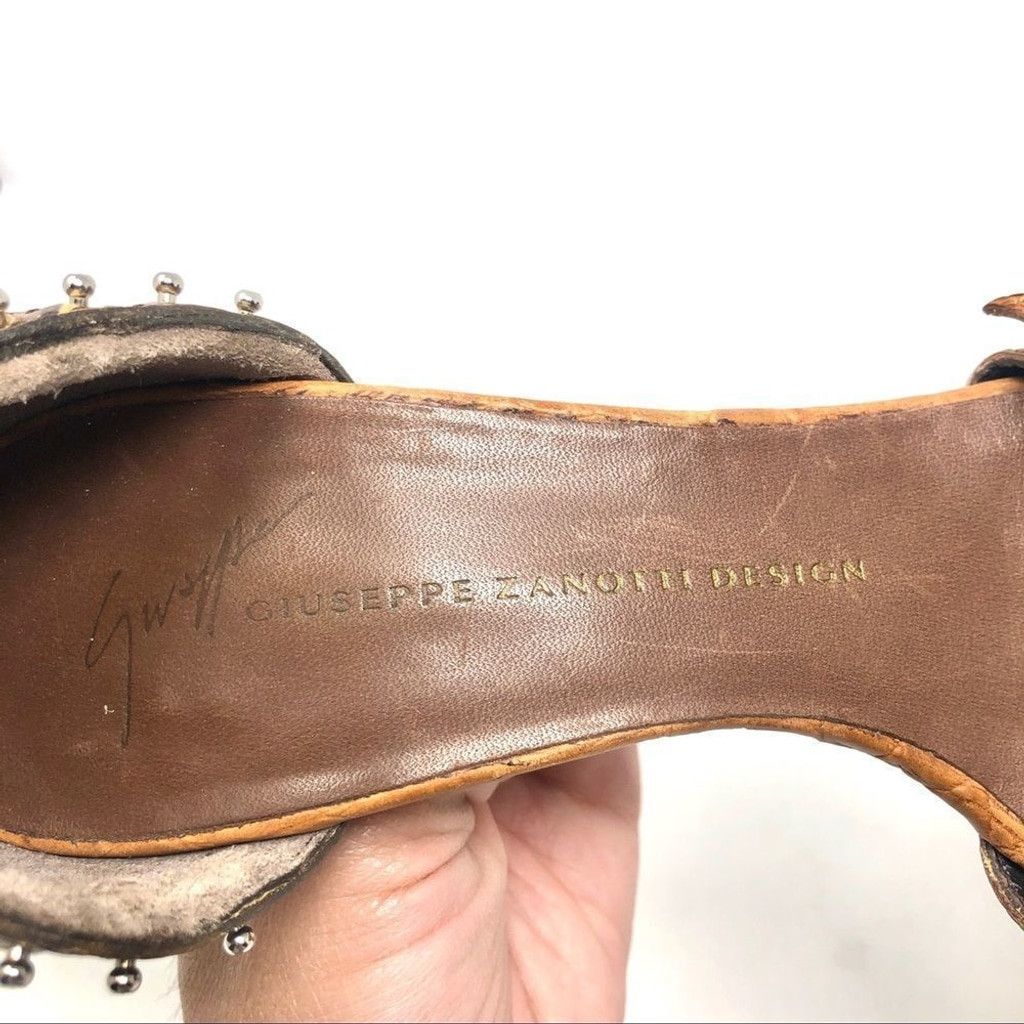 Giuseppe Zanotti Giuseppe Zanotti Y2K Studded Brown Leather Caged Heels 35.5 Size US 4.5 / IT 34.5 - 6 Thumbnail