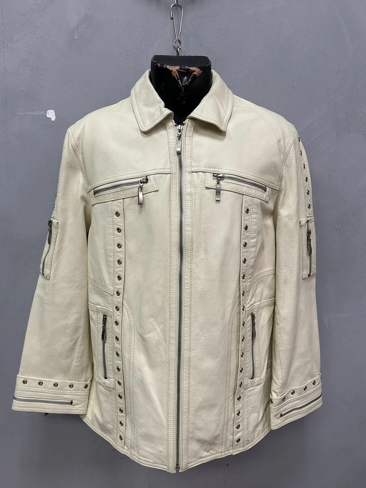 14th Addiction Vintage Leather Jacket Distressed Metal Zip Avant Garde JPG Size US L / EU 52-54 / 3 - 1 Thumbnail