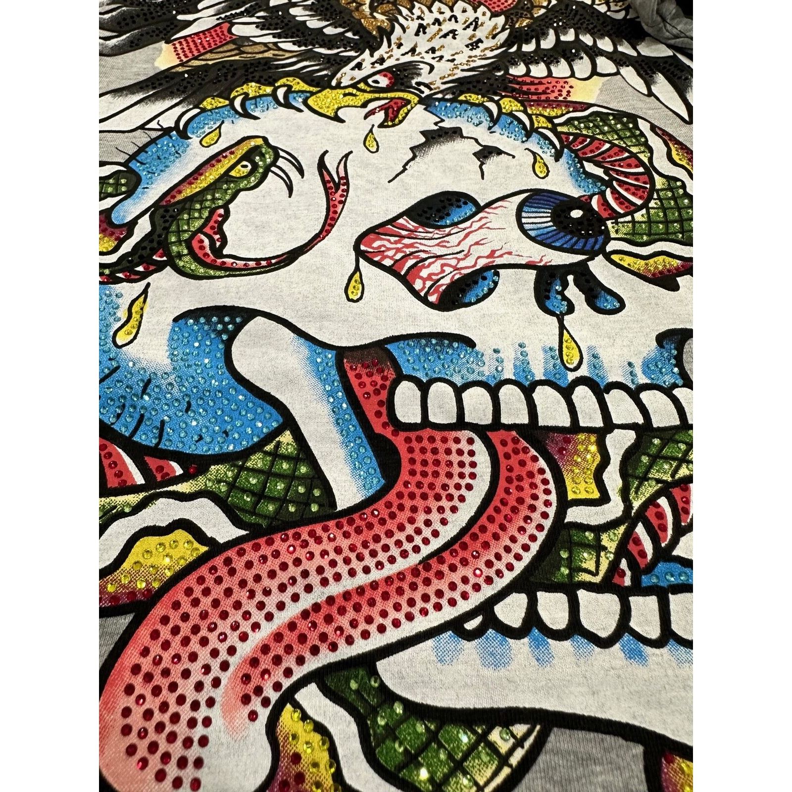 Ed Hardy Ed Hardy Men's T-Shirt Rhinestone Battle Skull Eagle Tee Size US L / EU 52-54 / 3 - 3 Thumbnail