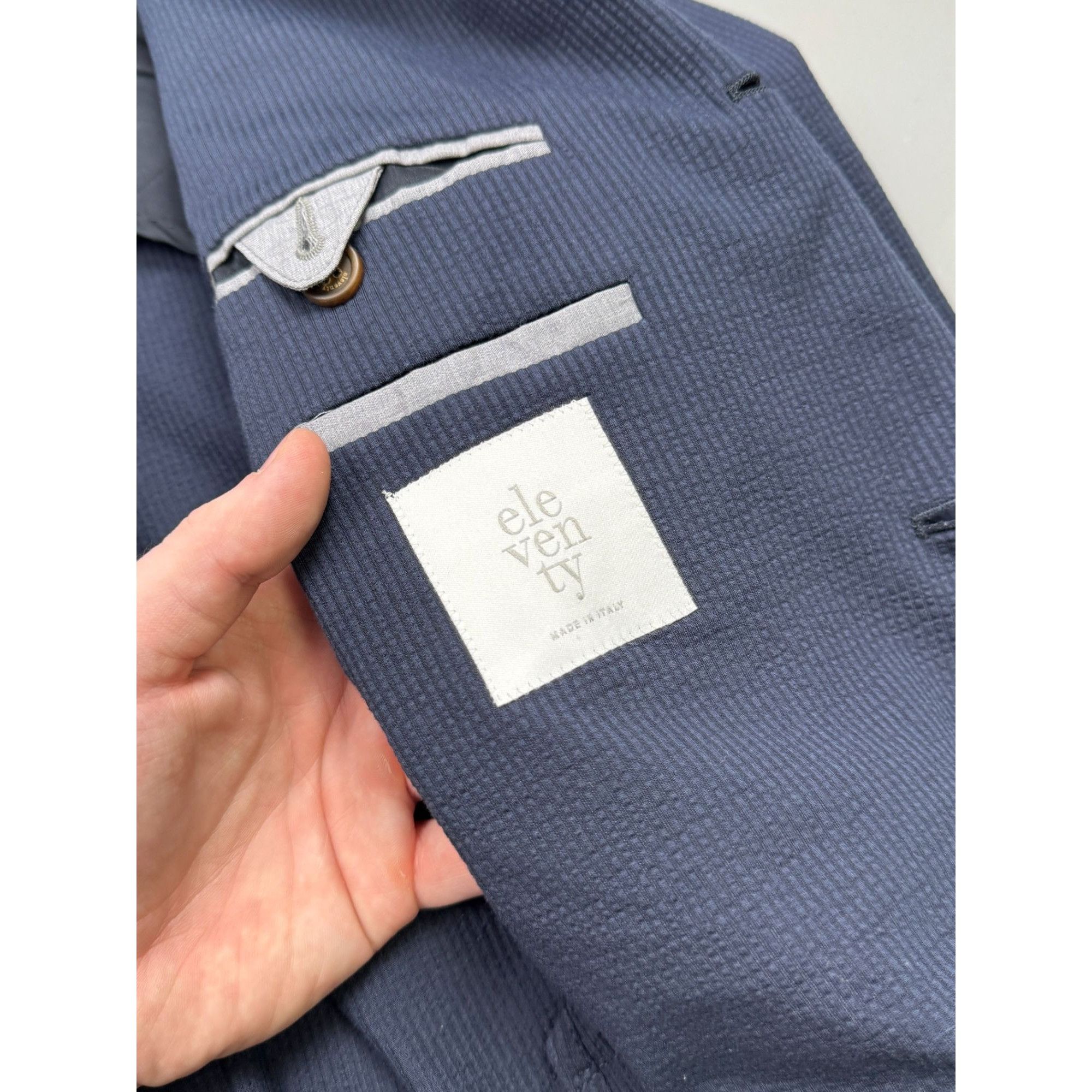 Eleven Paris Eleventy Paris Cotton Blend Seersucker Blazer (Y1287) Size 38R - 5 Thumbnail