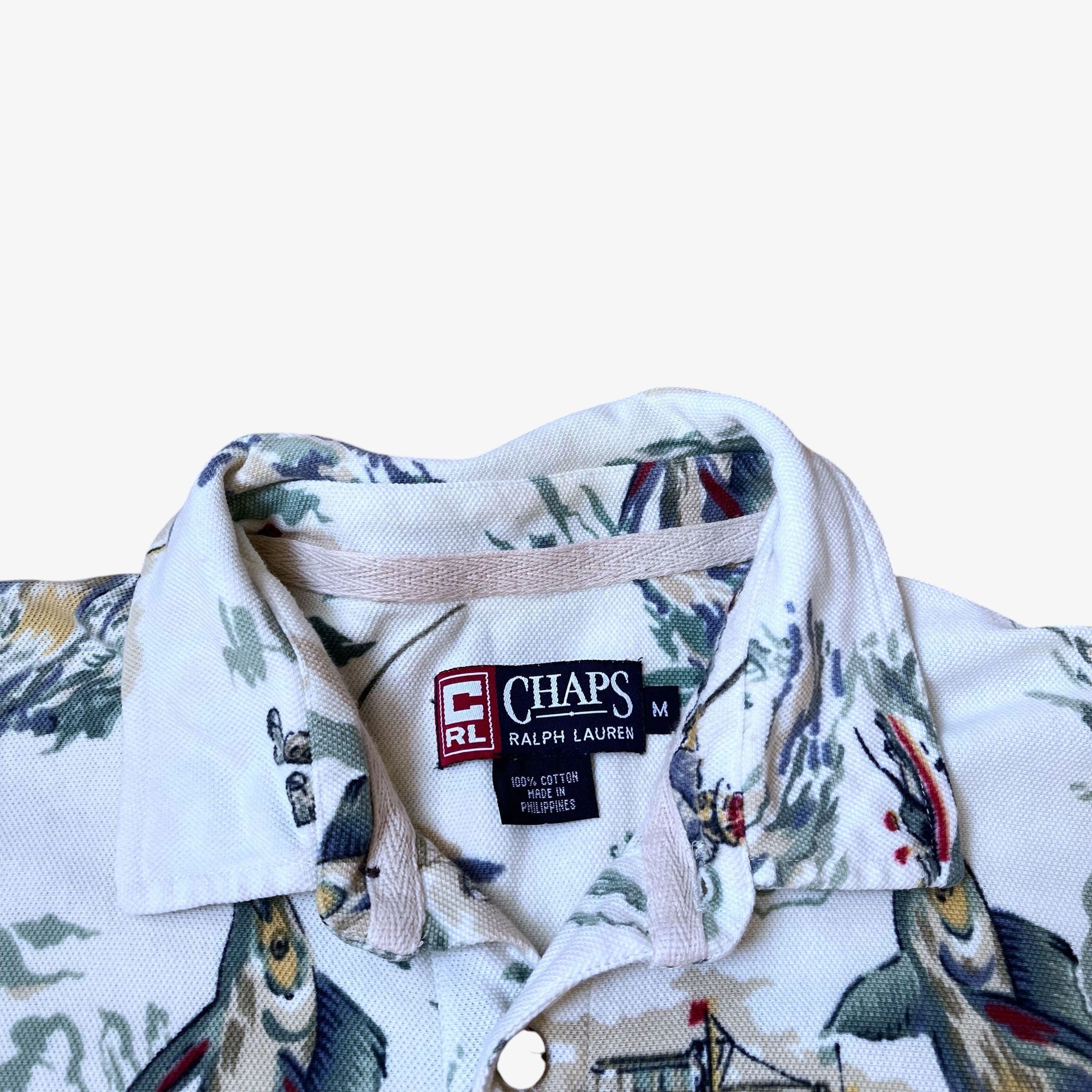 Ralph Lauren Vintage 90s Ralph Lauren Chaps Fishing Print Polo Shirt Size US L / EU 52-54 / 3 - 2 Thumbnail