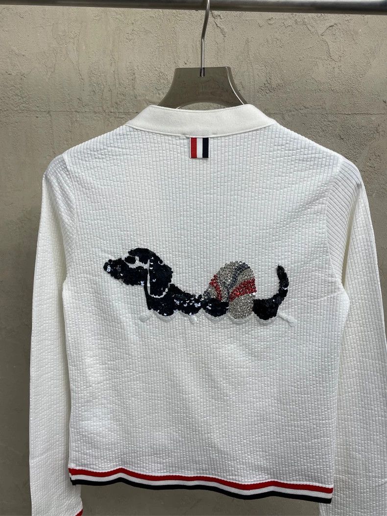 Thom Browne Thom browne White sequin puppy hem striped cardigan jacket Size XS / US 0-2 / IT 36-38 - 4 Thumbnail