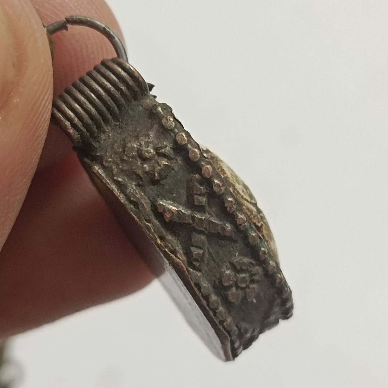 Vintage bronze scarab necklace ancient Egyptian style