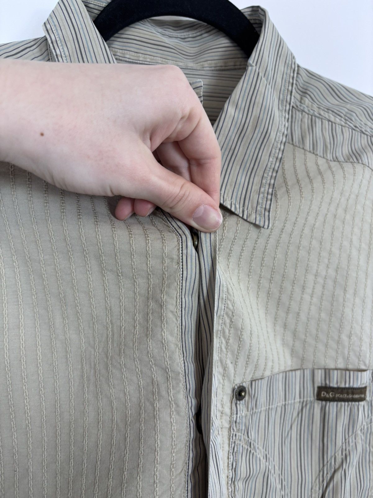 Dolce & Gabbana Dolce & Gabbana Vintage Men’s Beige Striped Button Up Shirt Size US XL / EU 56 / 4 - 8 Thumbnail