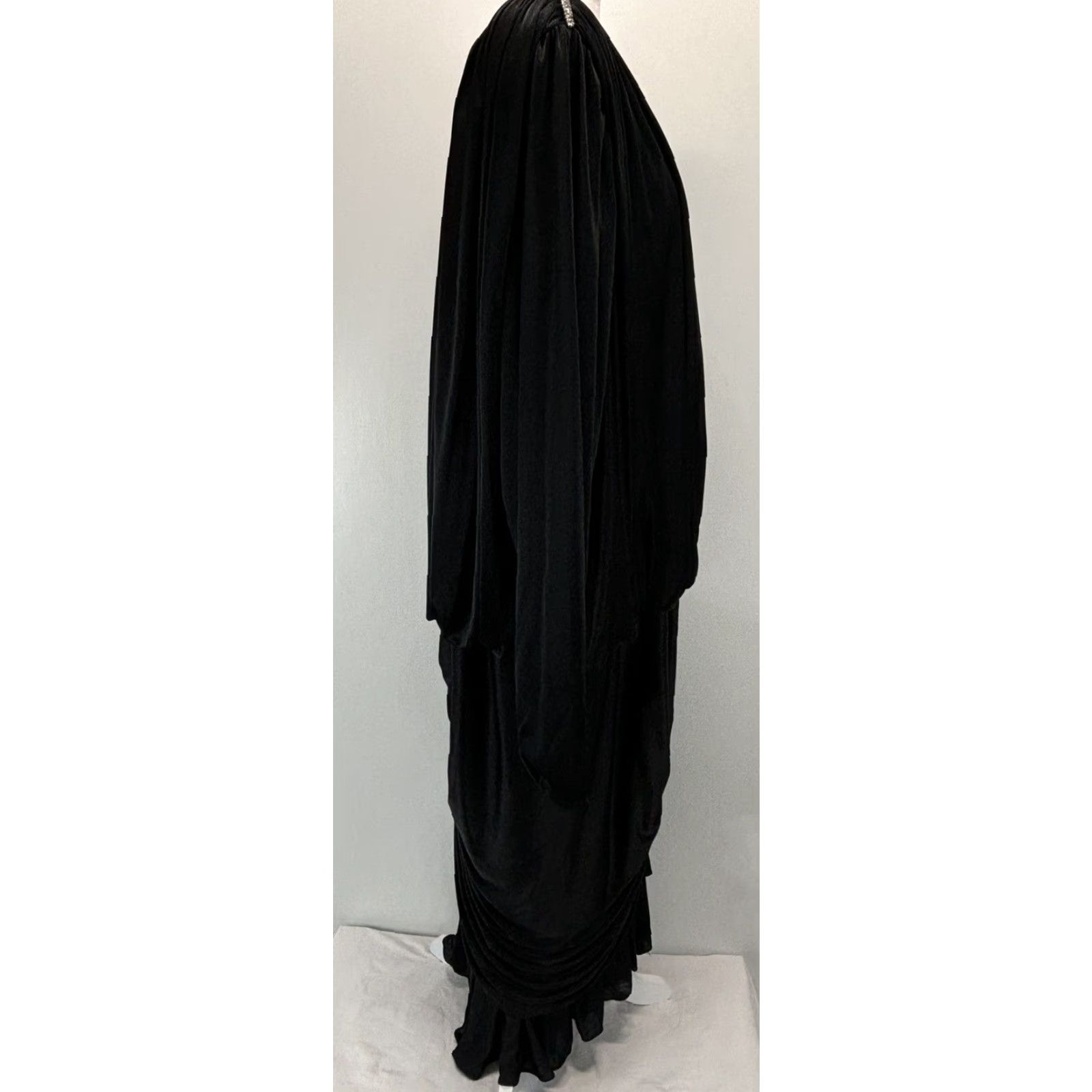 Vintage Vintage Nightworks Satin Dress Plus Size 24W Hollywood Glam Black 1980s Rhinestone Women's Size 4XL / US 24-26 - 4 Thumbnail