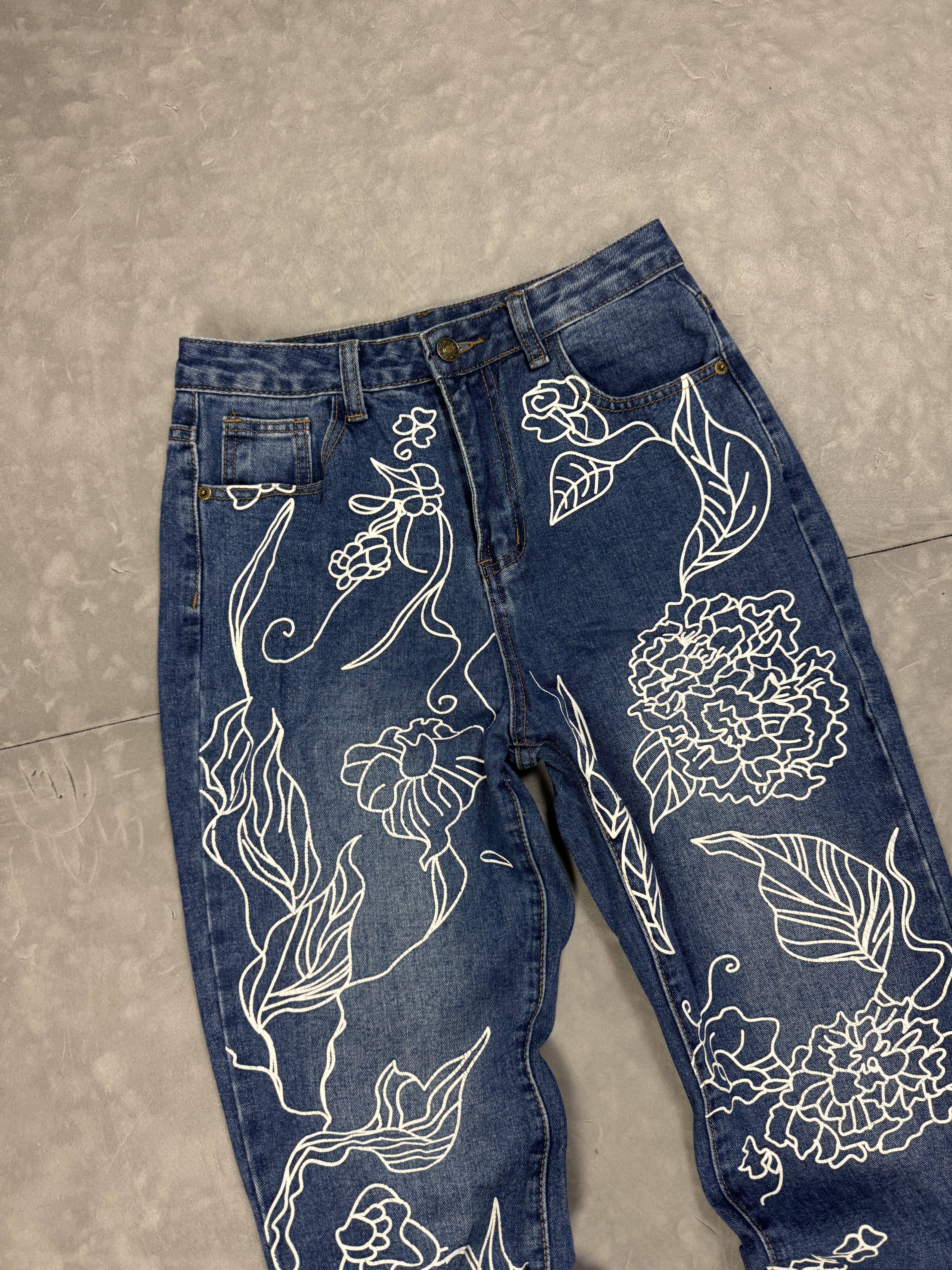 Vintage Y2K Denim Baggy Jeans with Retro Graphic Prints (S) 90s Size 26" / US 2 / IT 38 - 5 Thumbnail