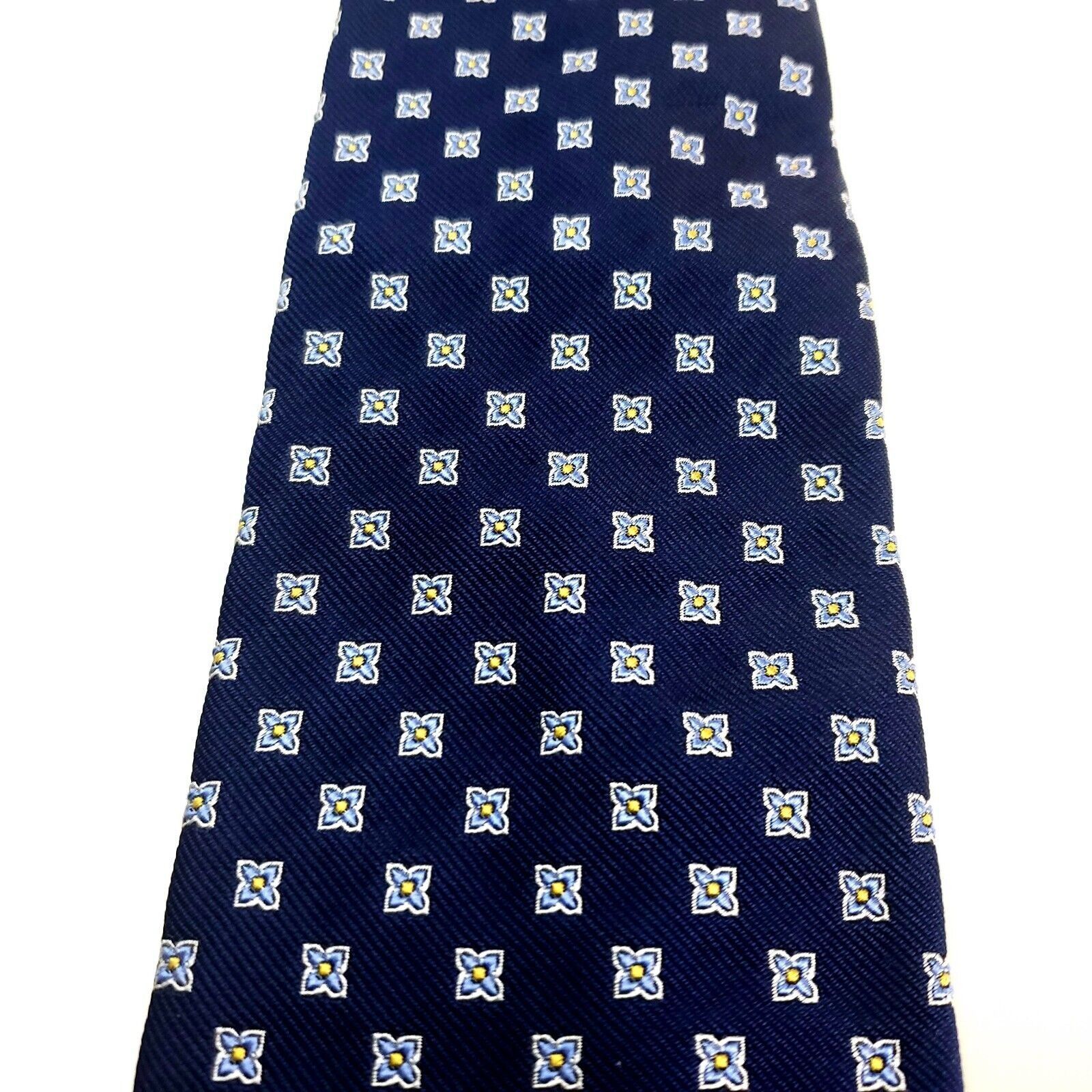 Lands' End Land's End Silk Tie Blue Woven Geometric Size ONE SIZE - 2 Thumbnail
